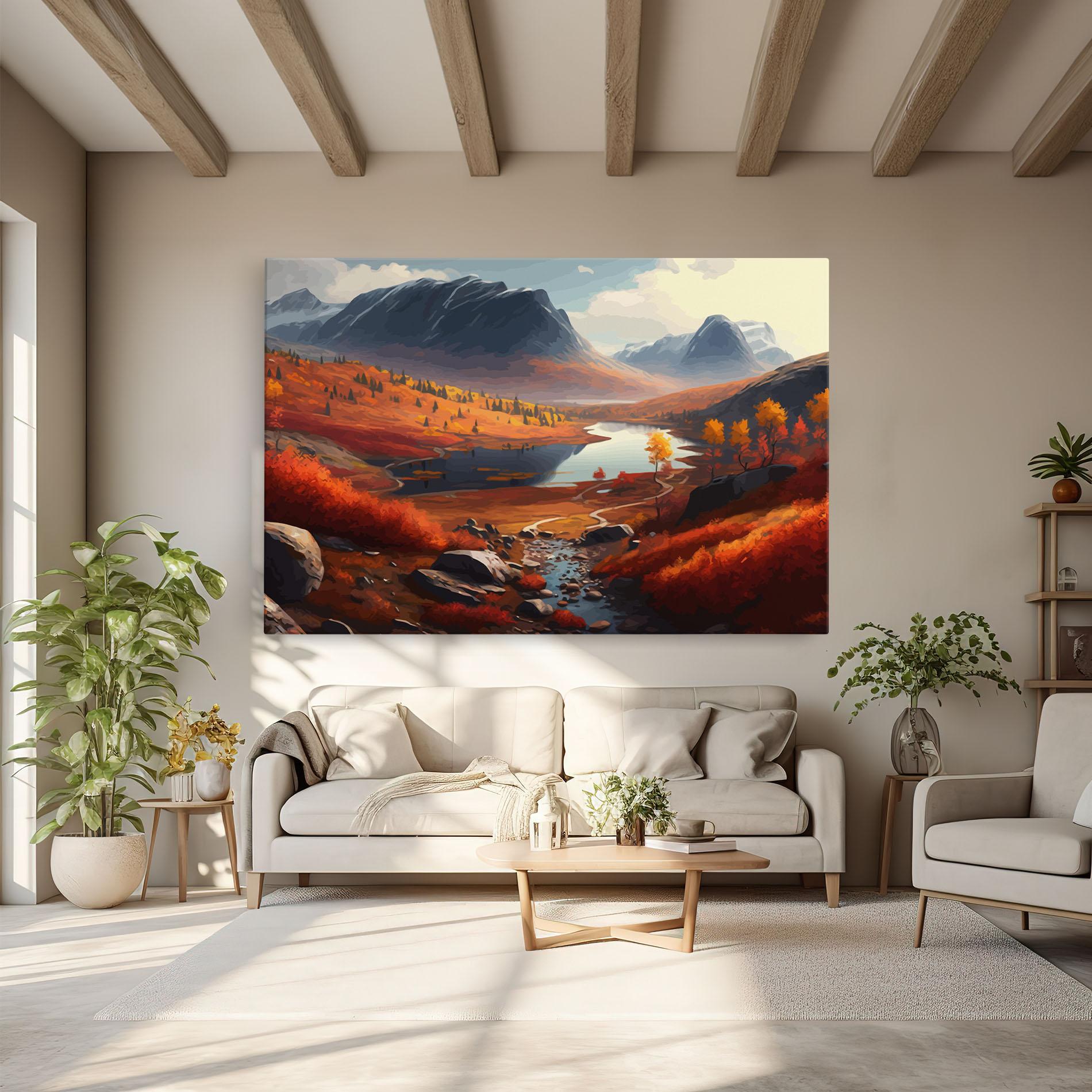 Obraz na Płótnie Autumn Field Lake mockup 6