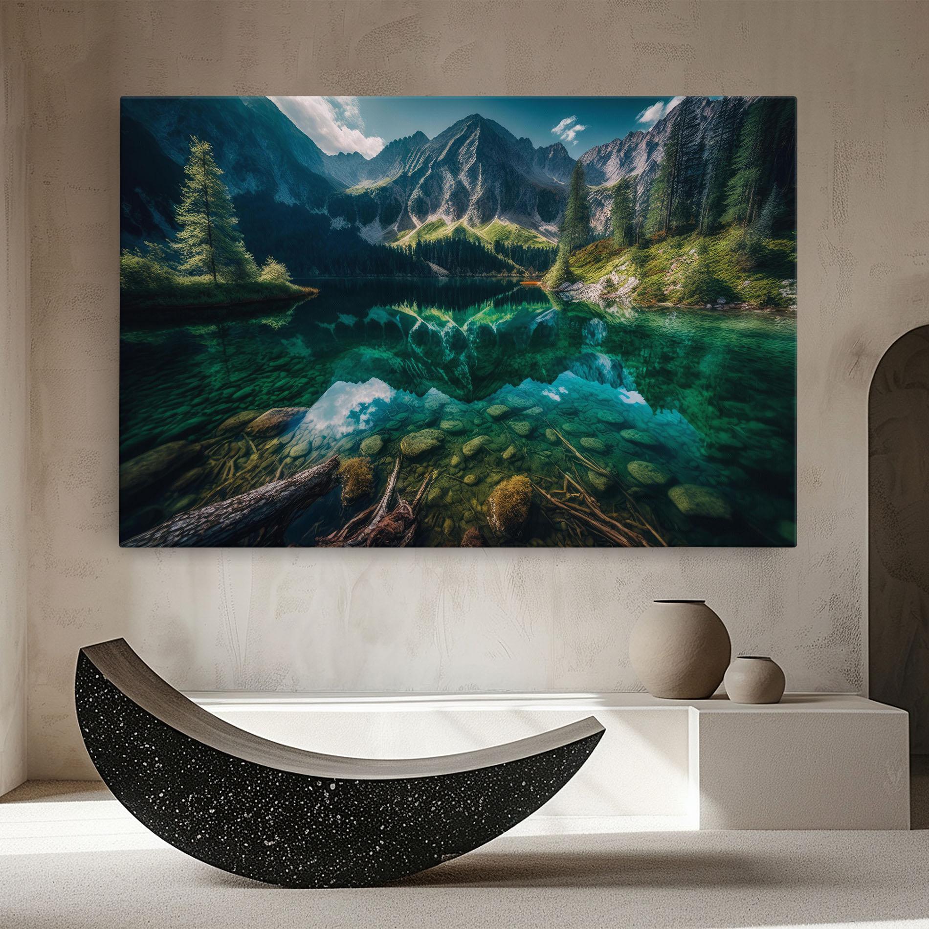 Obraz na Płótnie Beautiful Lake Mountain mockup 8