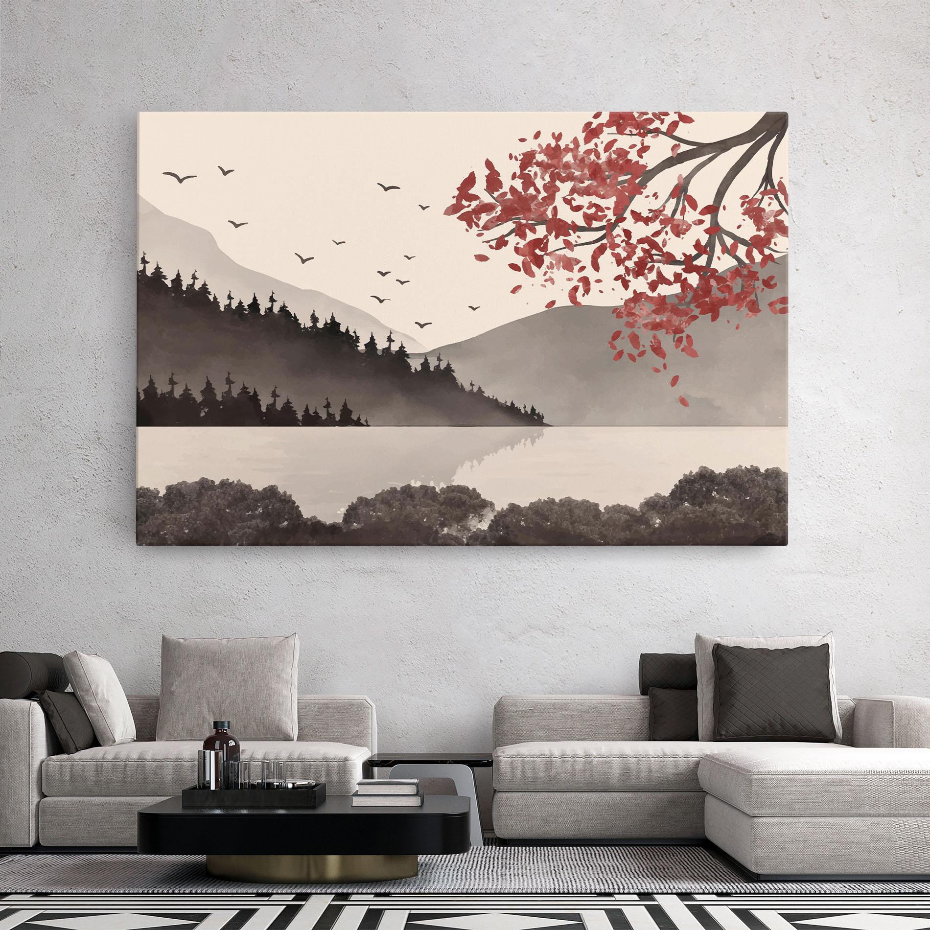 Obraz na Płótnie Red Tree Lake mockup 2