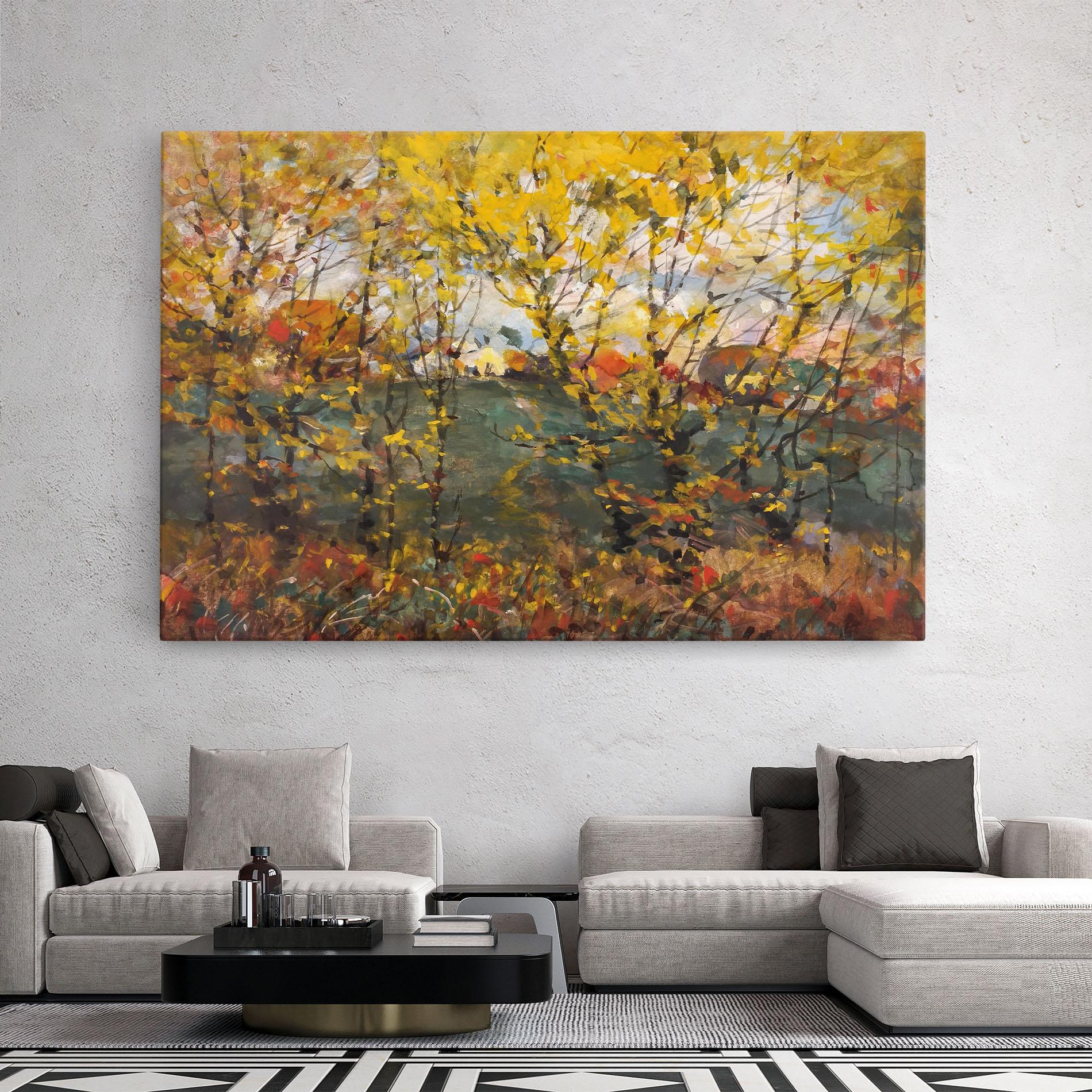 Obraz na Płótnie Autumn Painting Tree mockup 2