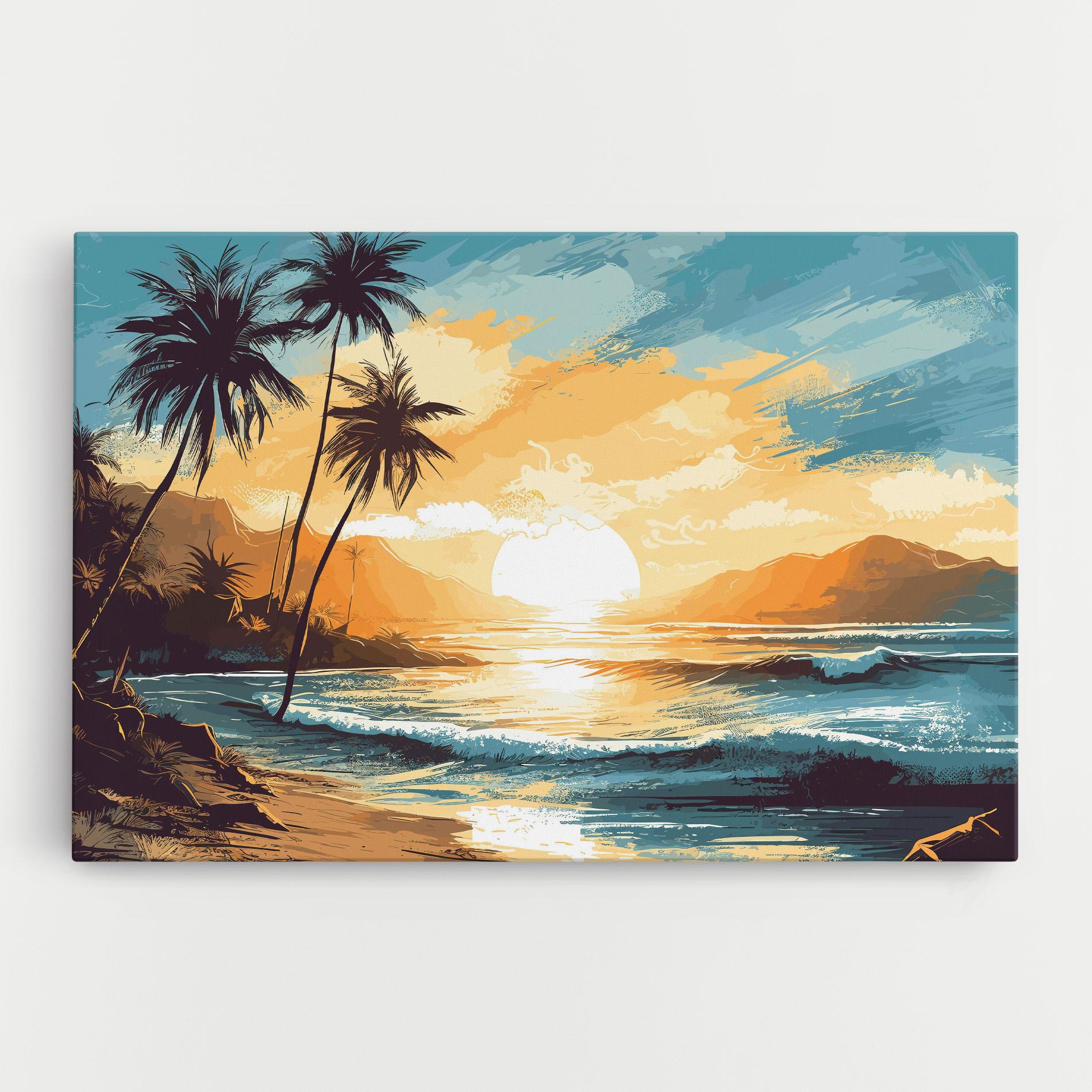 Obraz na Płótnie Sunrise Beach View mockup 0