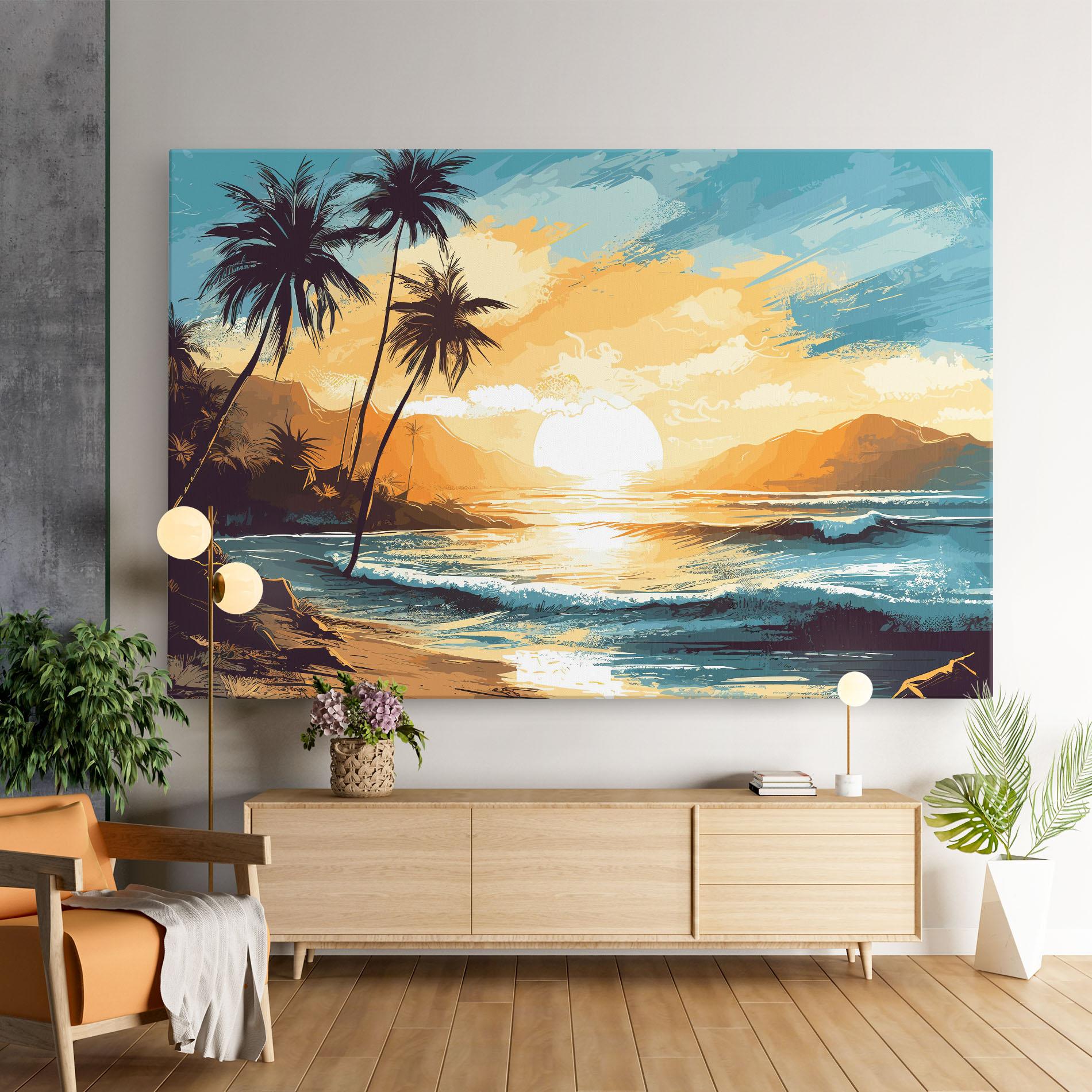 Obraz na Płótnie Sunrise Beach View mockup 9