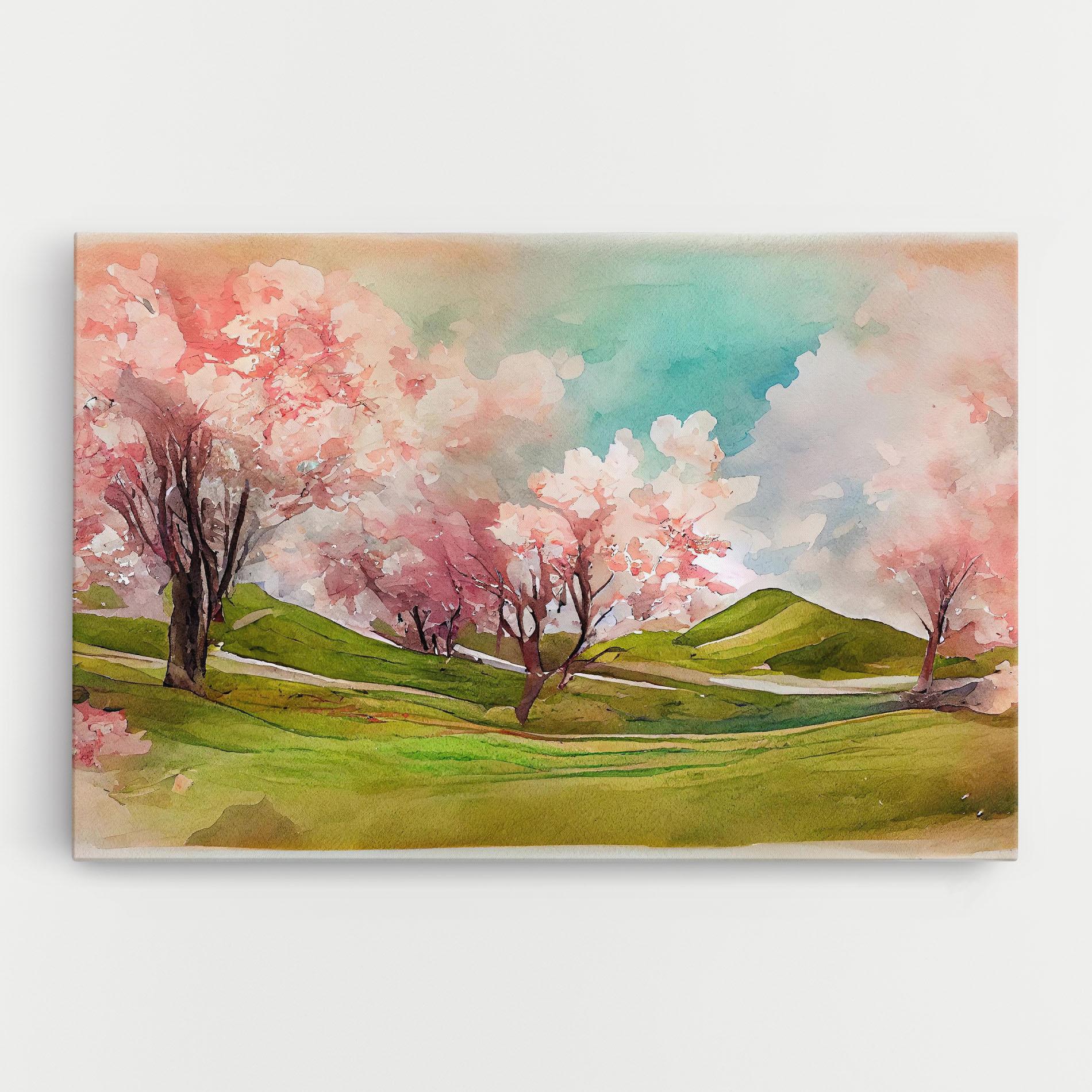 Obraz na Płótnie Spring Trees Painting mockup 0