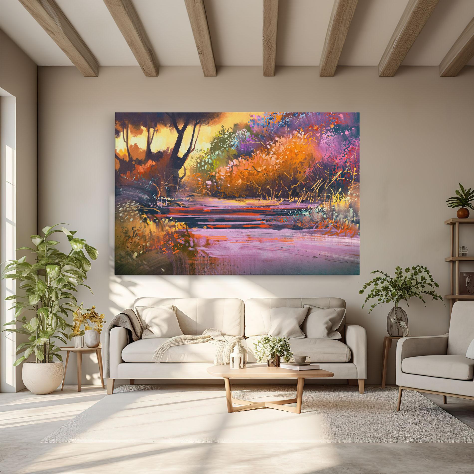 Obraz na Płótnie Landscape Colorful Trees mockup 6