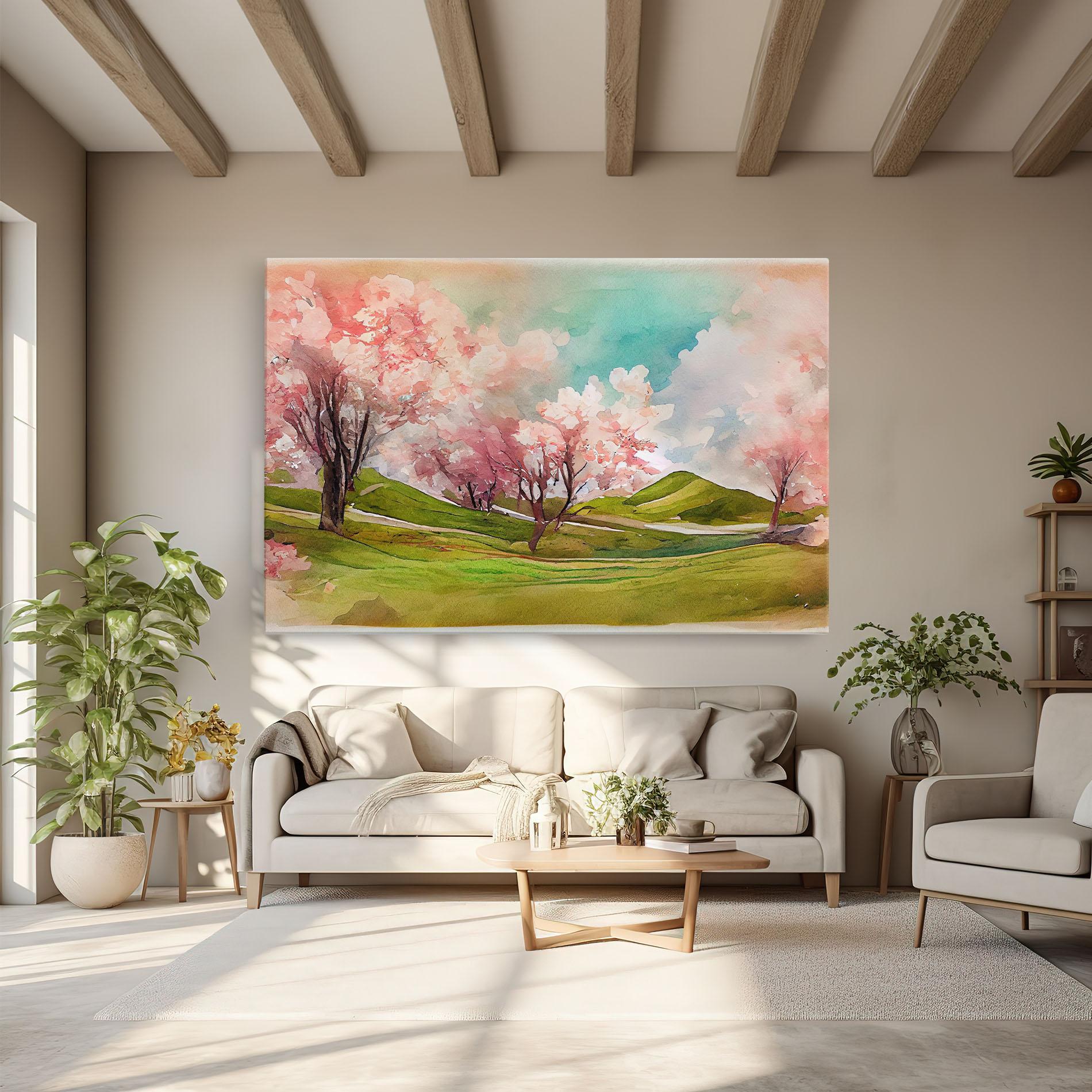 Obraz na Płótnie Spring Trees Painting mockup 6