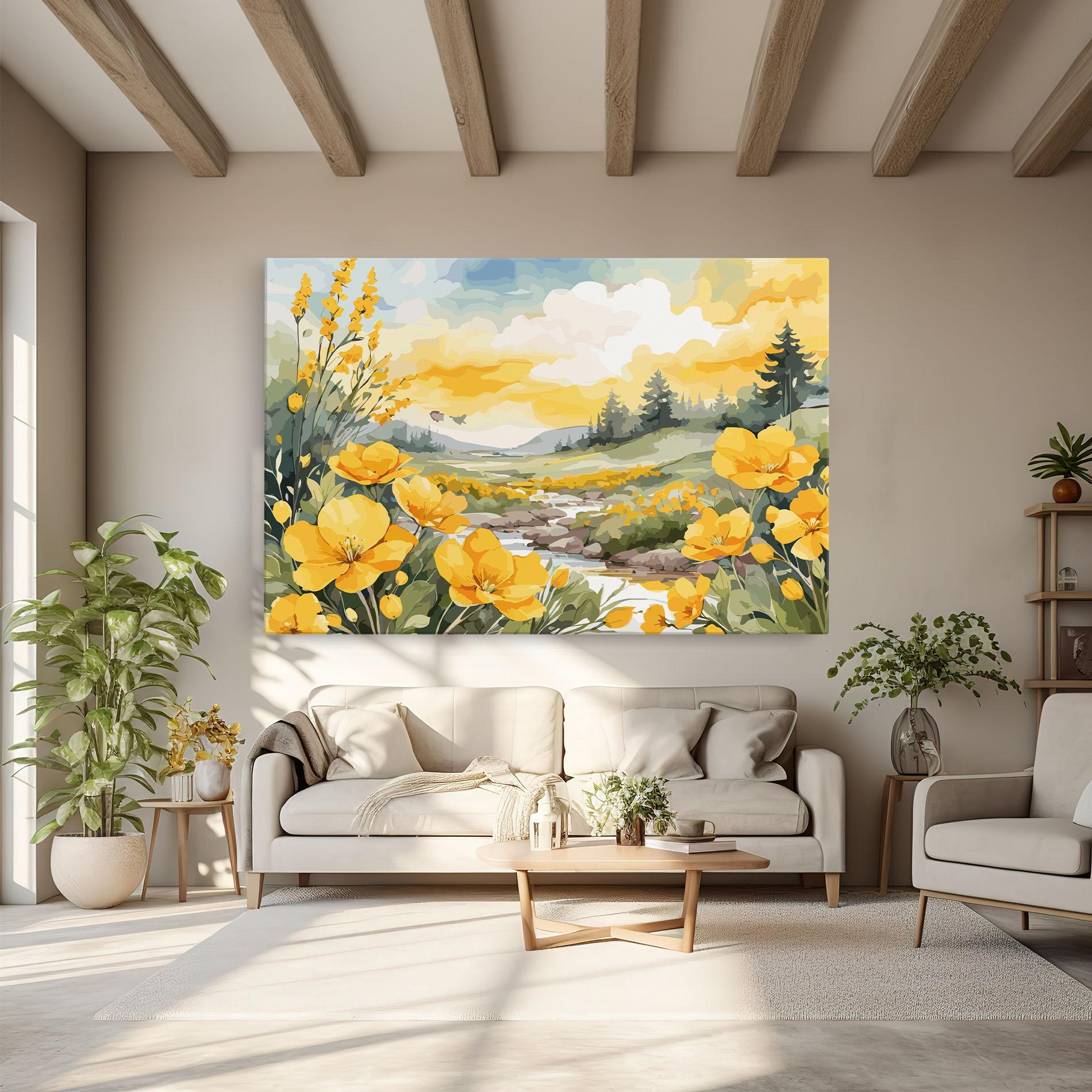 Obraz na Płótnie Yellow Spring Flower mockup 6