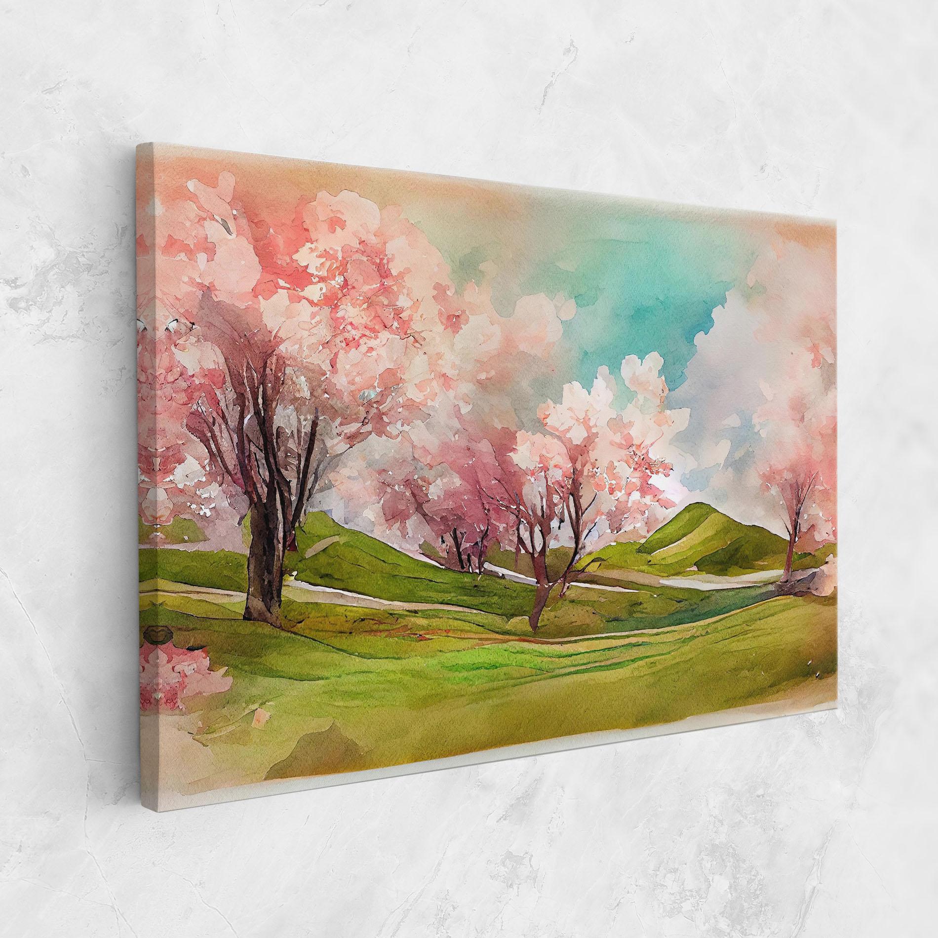 Obraz na Płótnie Spring Trees Painting mockup 1