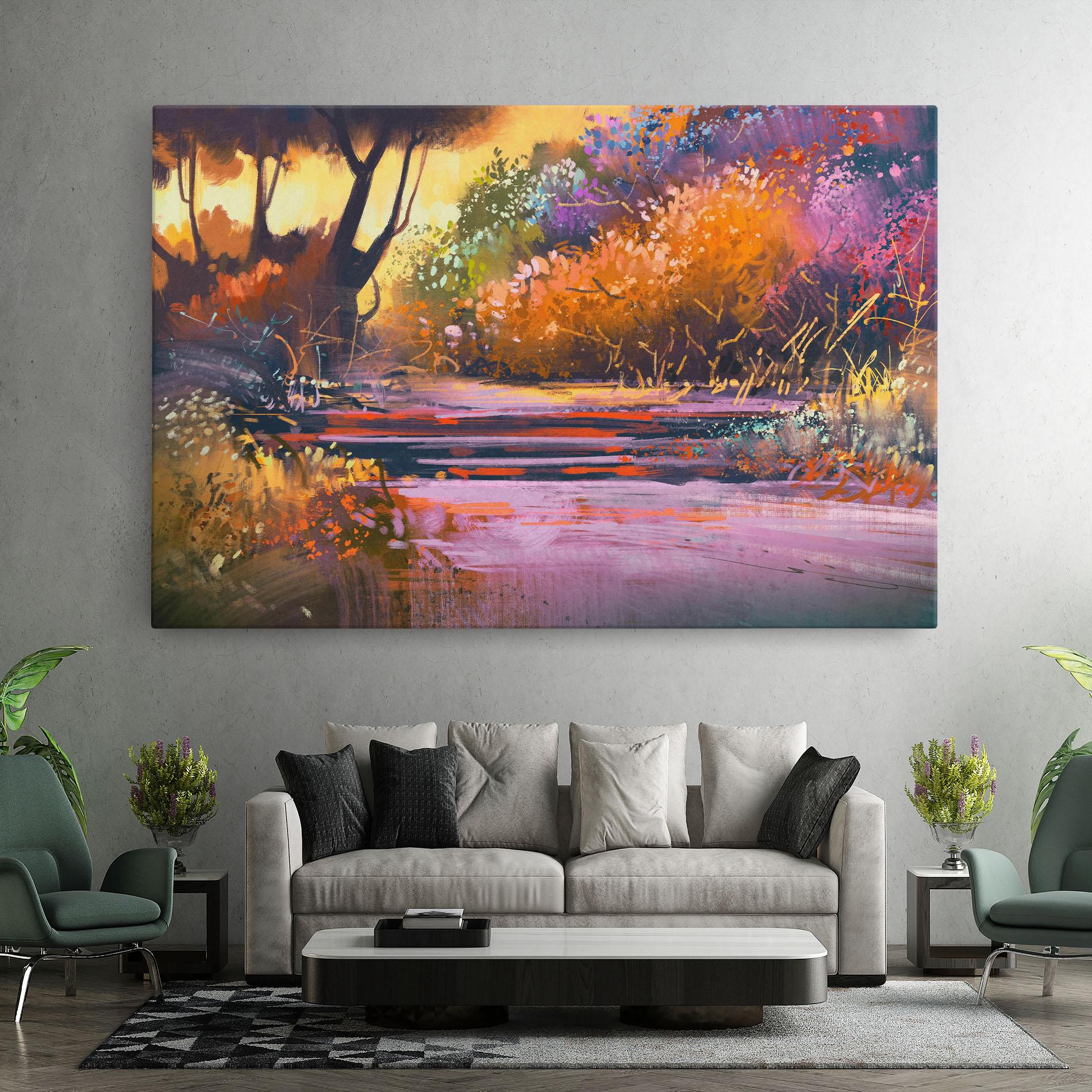 Obraz na Płótnie Landscape Colorful Trees mockup 7