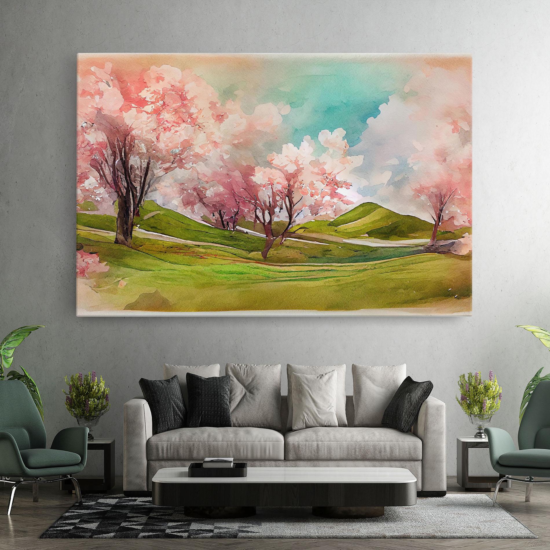 Obraz na Płótnie Spring Trees Painting mockup 7