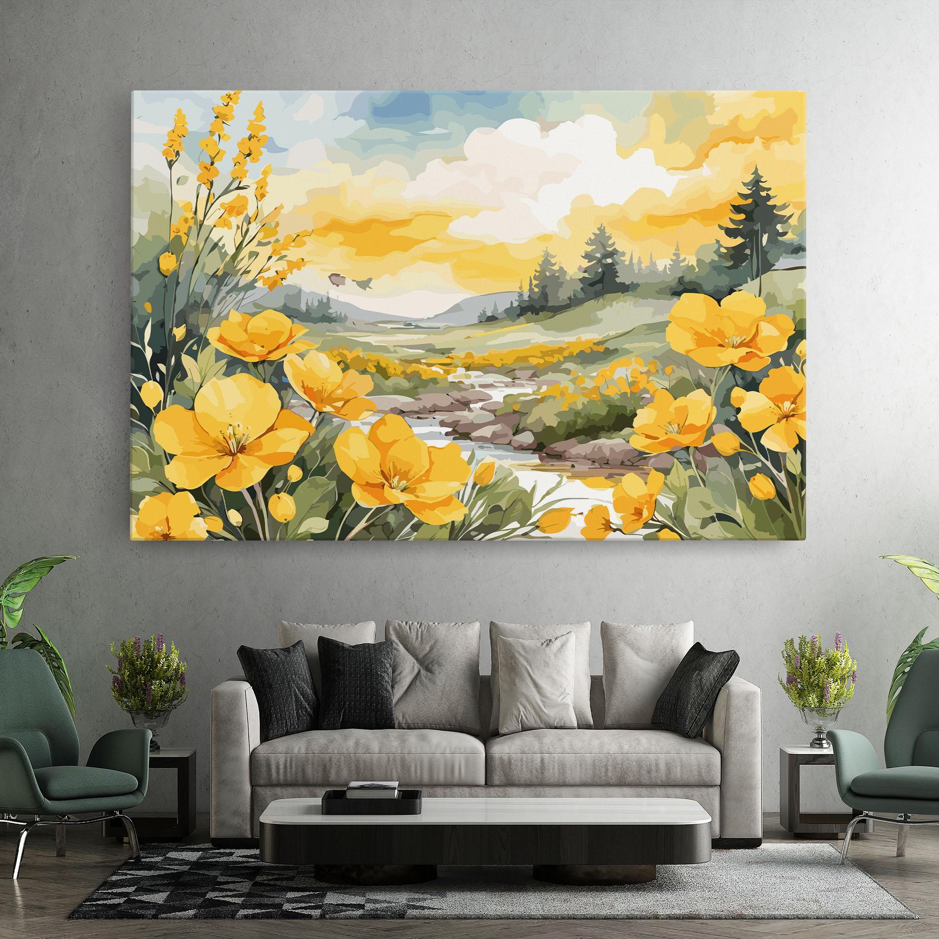 Obraz na Płótnie Yellow Spring Flower mockup 7