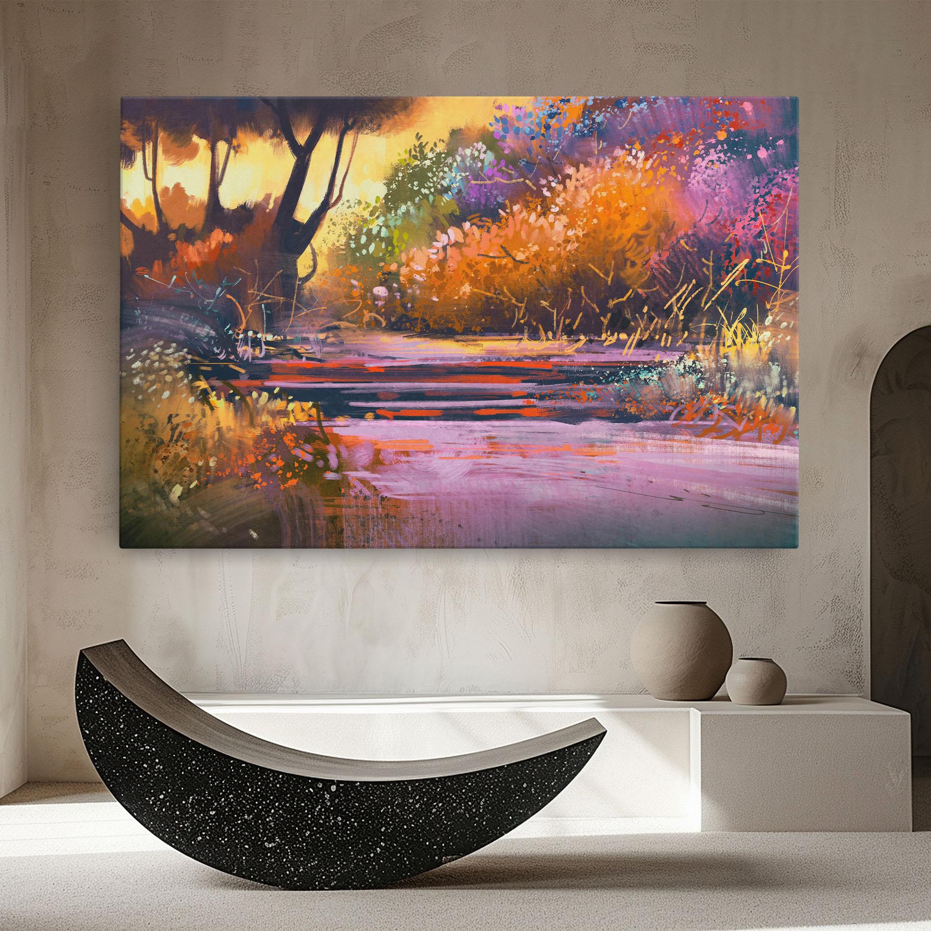 Obraz na Płótnie Landscape Colorful Trees mockup 8