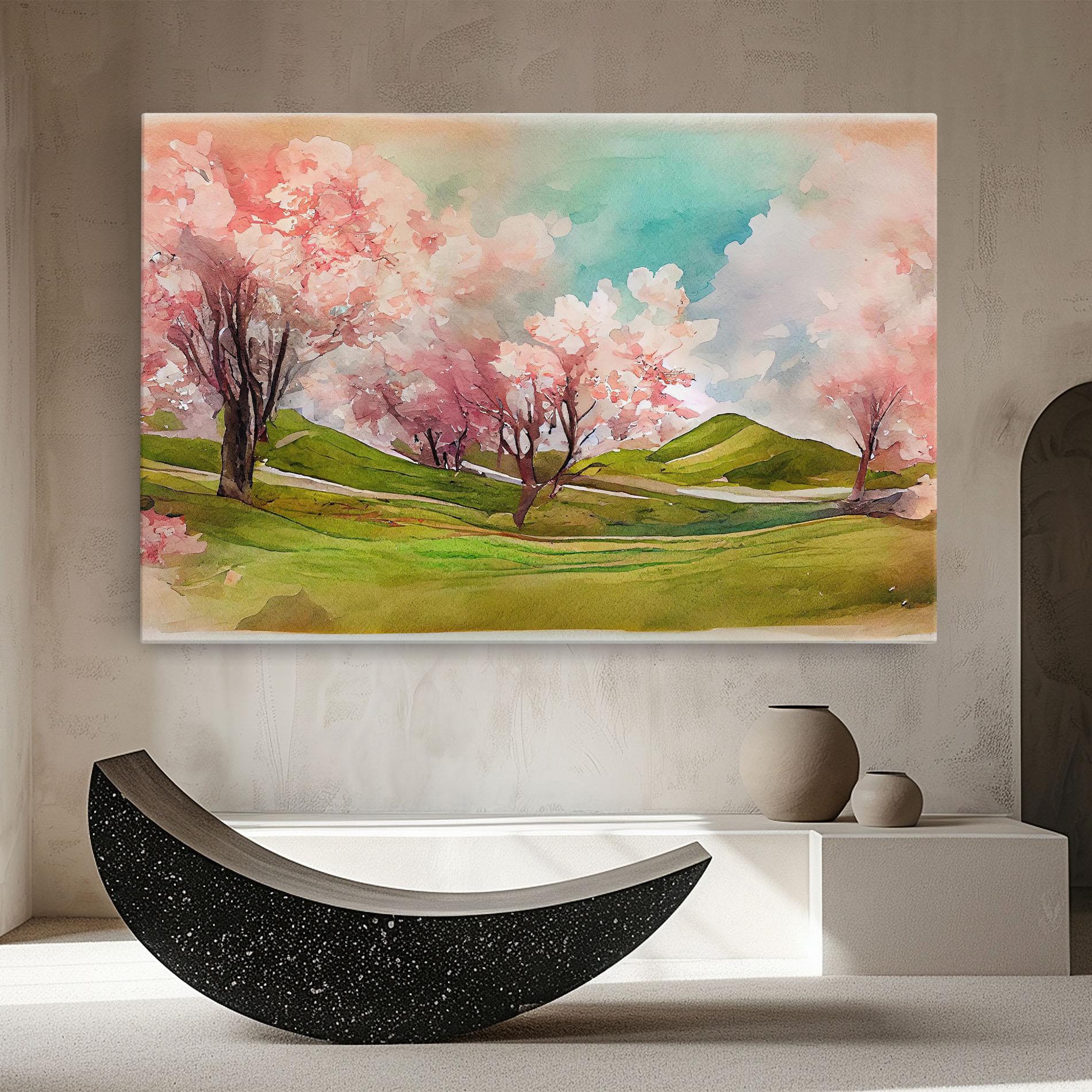 Obraz na Płótnie Spring Trees Painting mockup 8