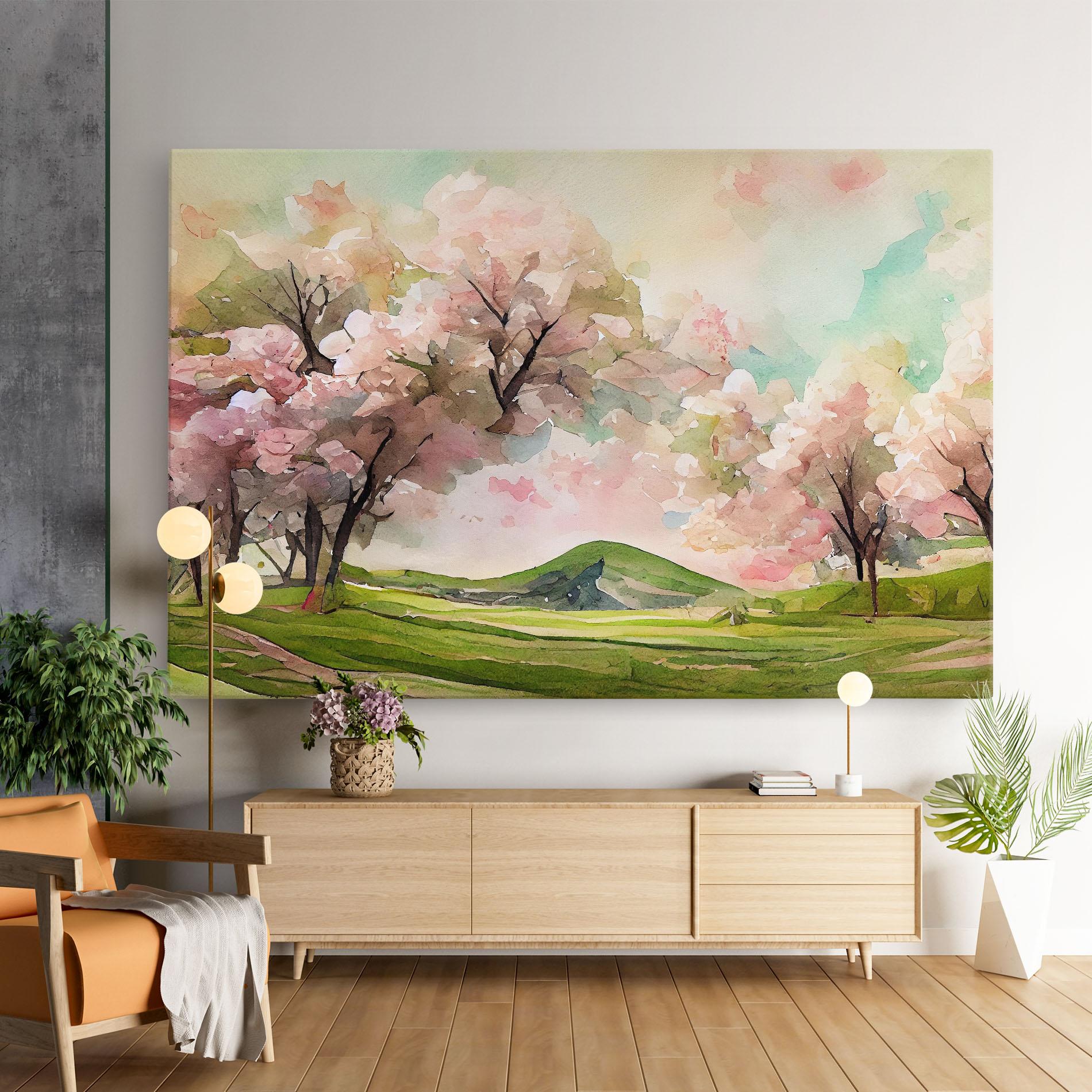 Obraz na Płótnie Spring Pink Trees mockup 9