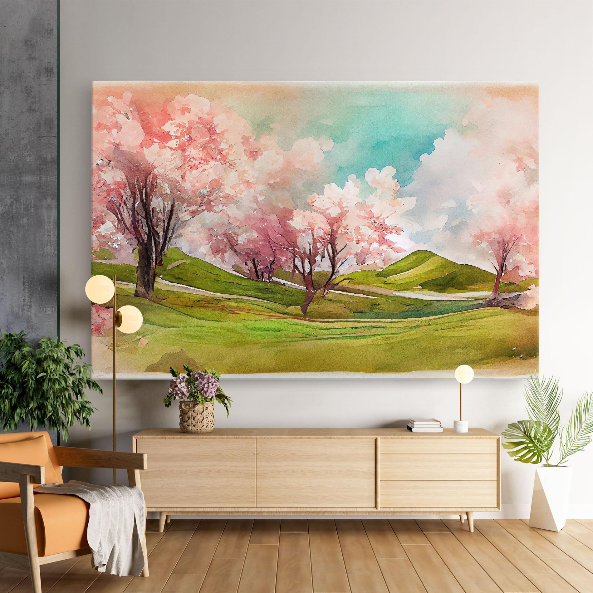 Obraz na Płótnie Spring Trees Painting mockup 9