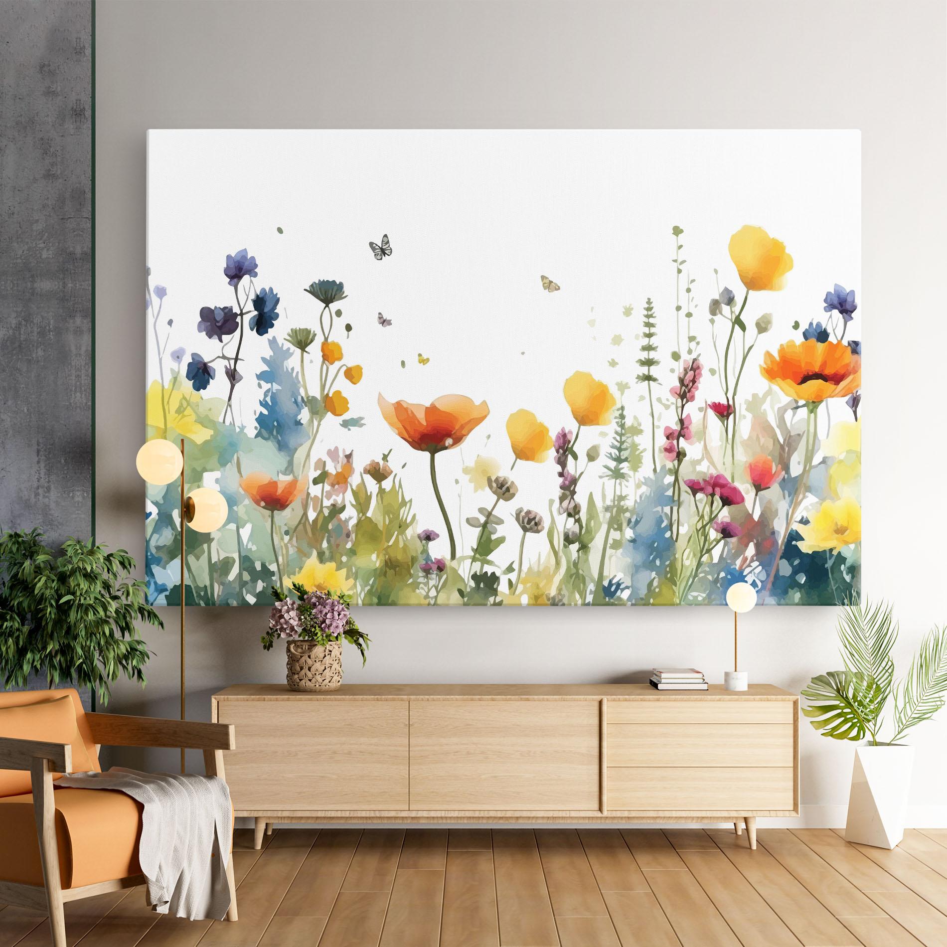 Obraz na Płótnie Watercolor Spring Flowers mockup 9
