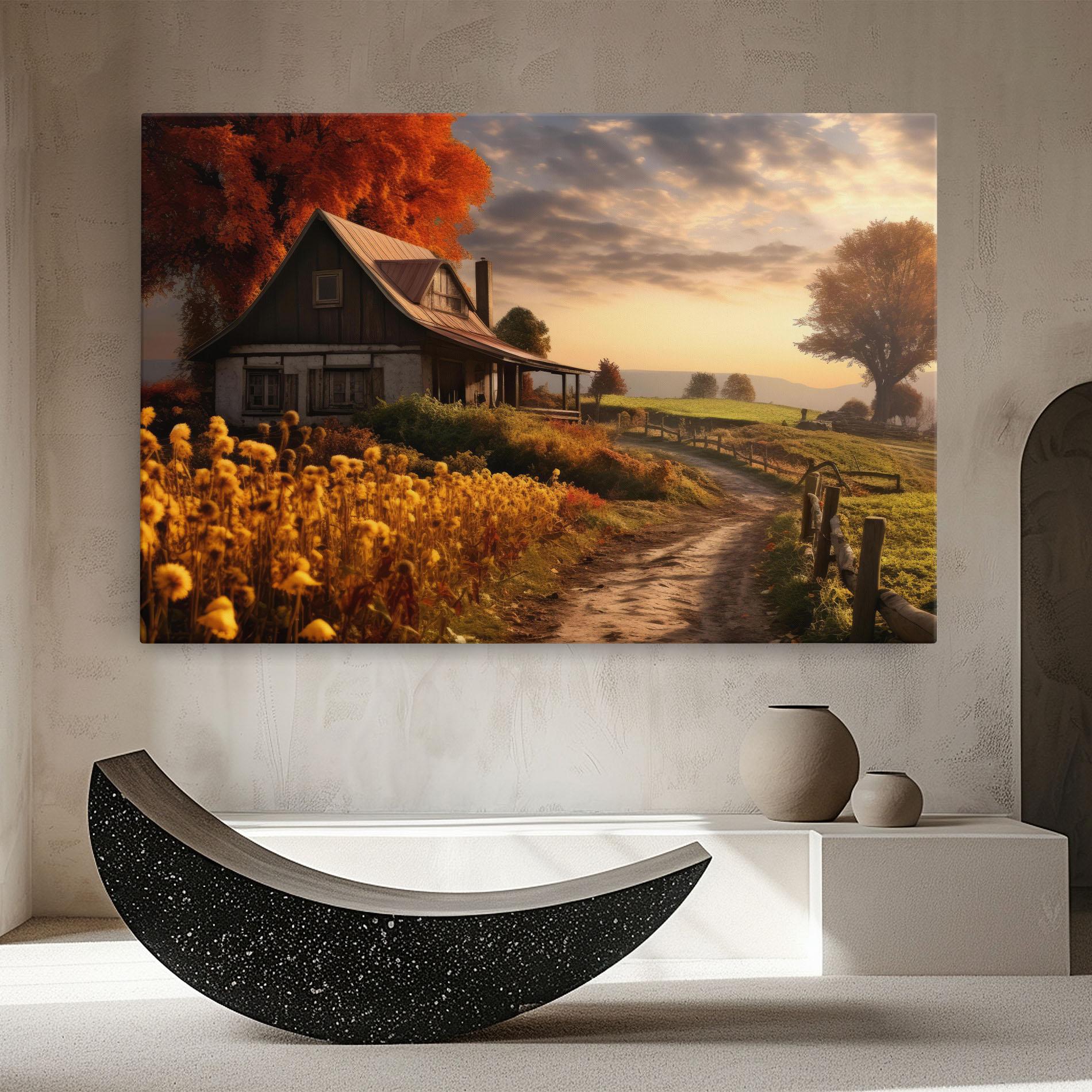 Obraz na Płótnie Autumn Farm House mockup 8