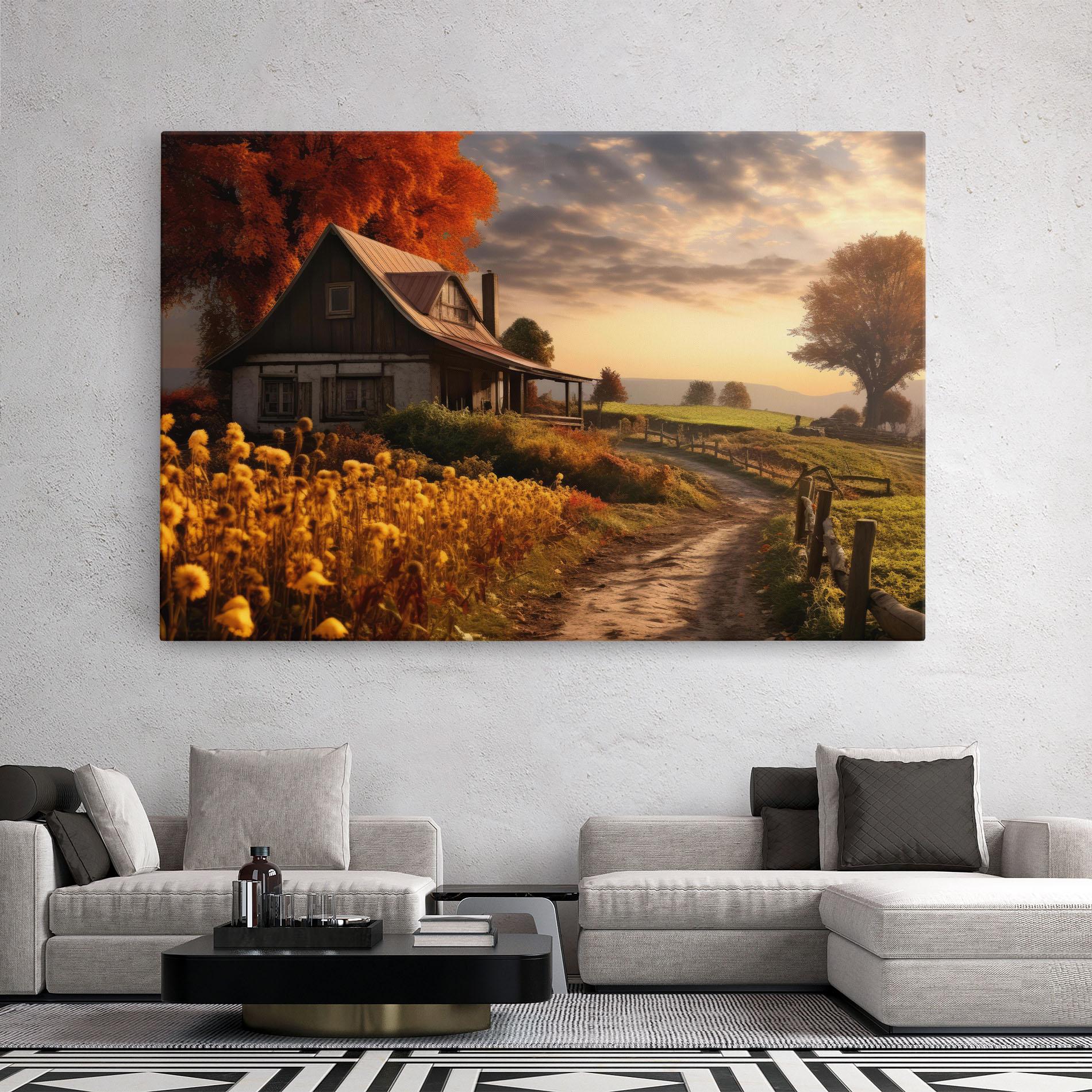 Obraz na Płótnie Autumn Farm House mockup 2