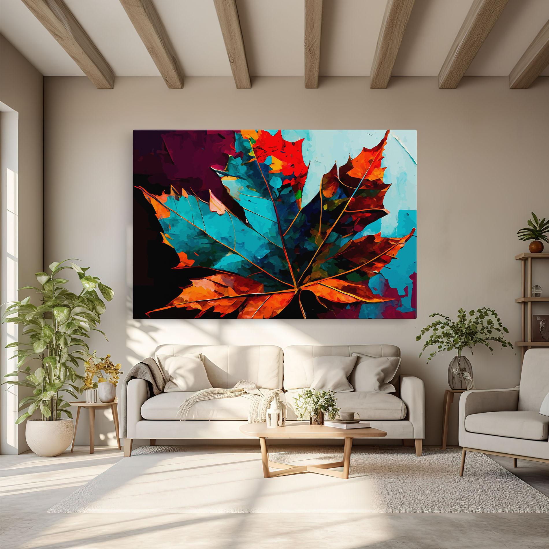 Obraz na Płótnie Blue Orange Leaf mockup 6