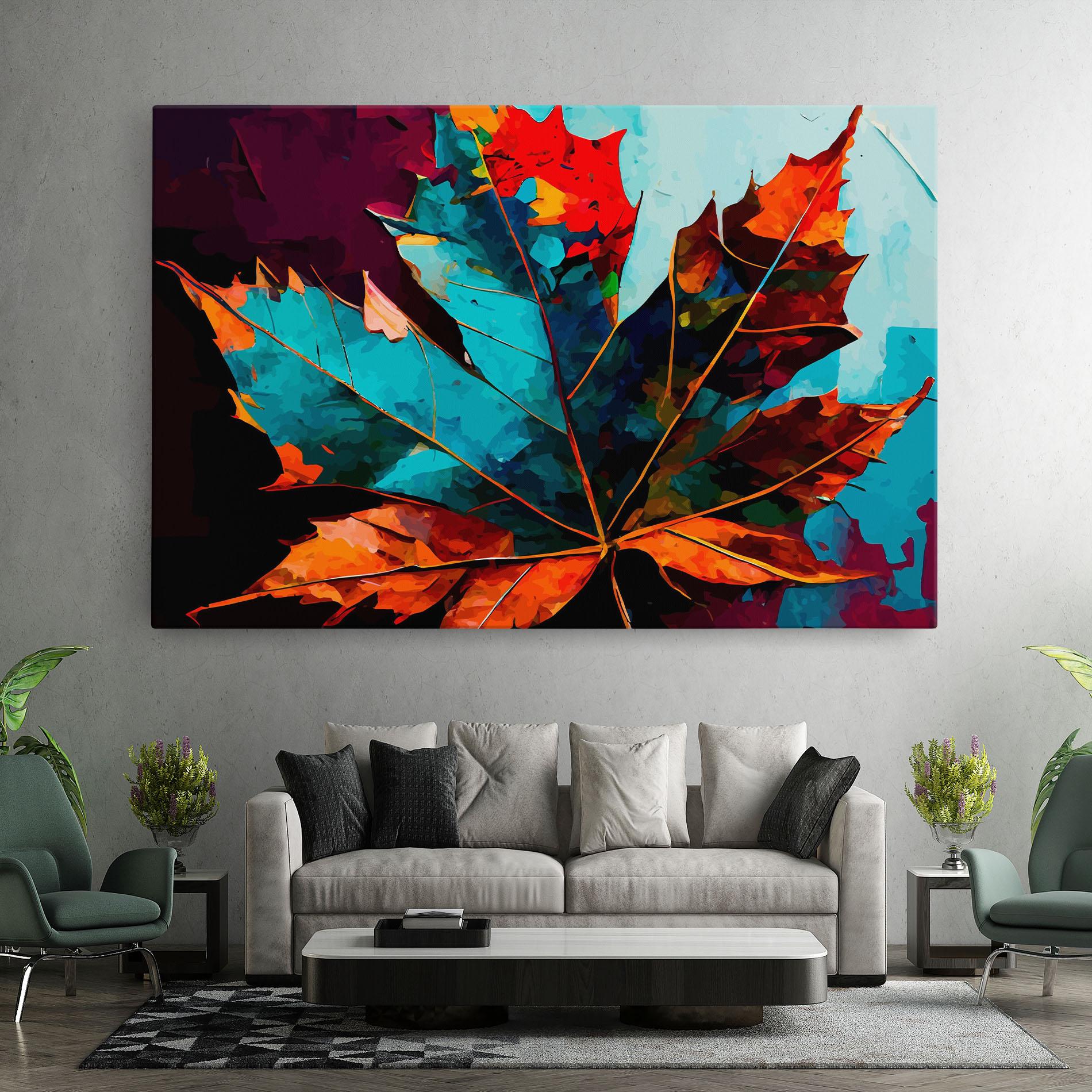 Obraz na Płótnie Blue Orange Leaf mockup 7