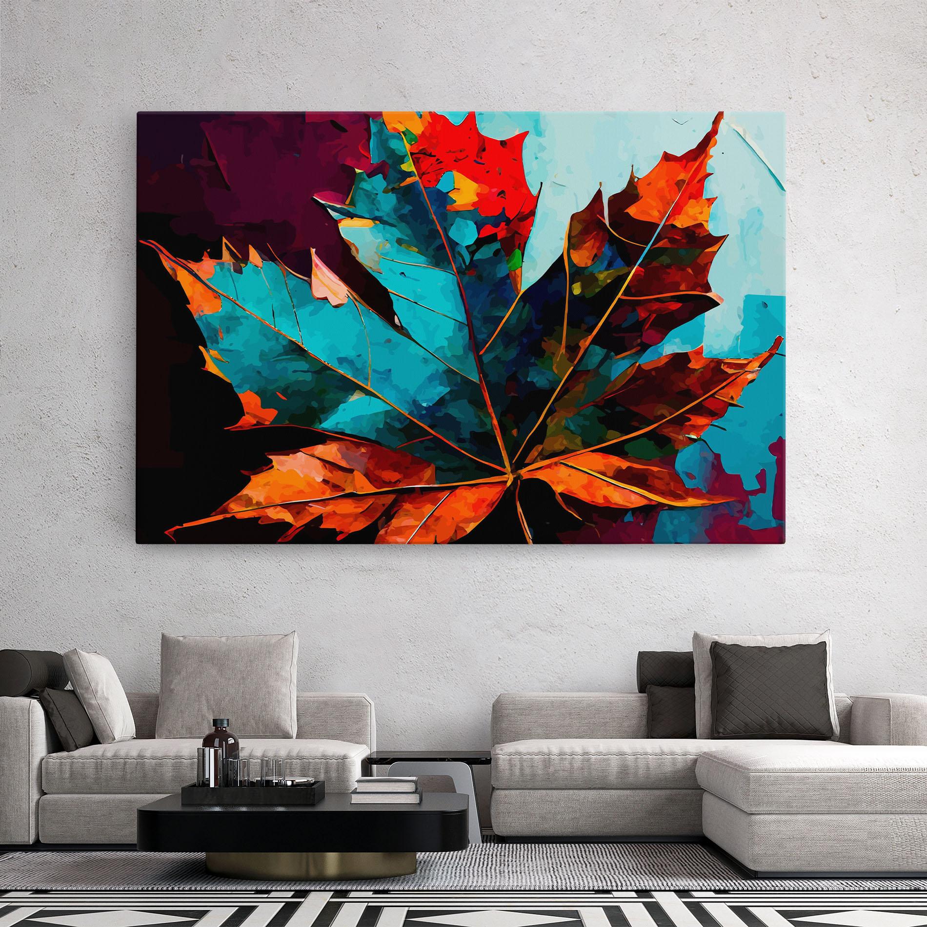 Obraz na Płótnie Blue Orange Leaf mockup 2