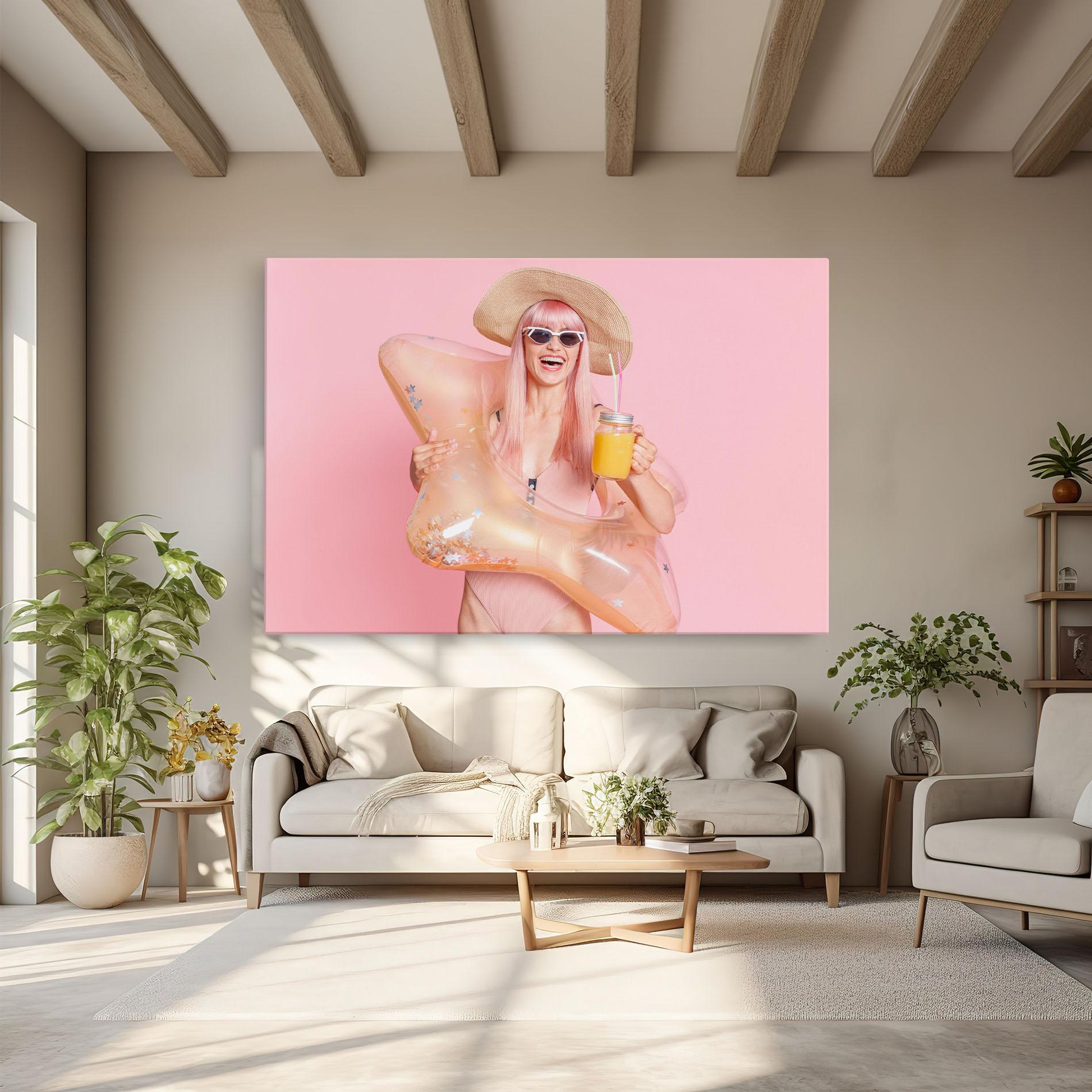 Obraz na Płótnie Joyful Pink Woman mockup 6