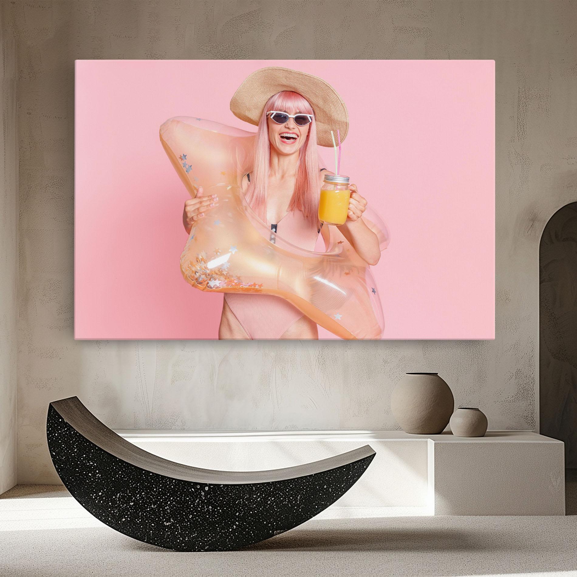 Obraz na Płótnie Joyful Pink Woman mockup 8