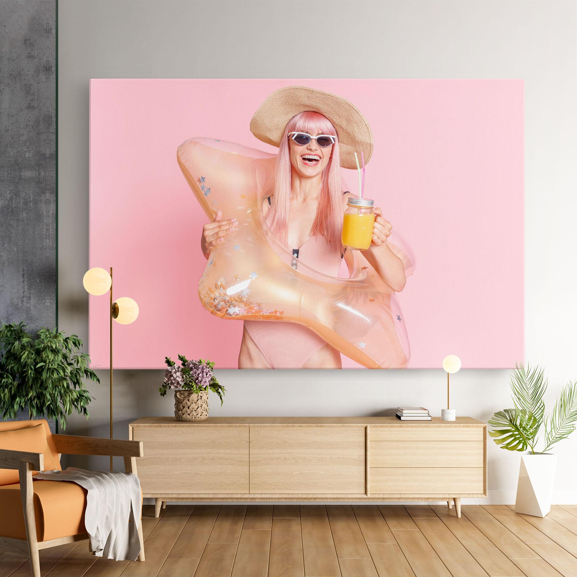 Obraz na Płótnie Joyful Pink Woman mockup 9