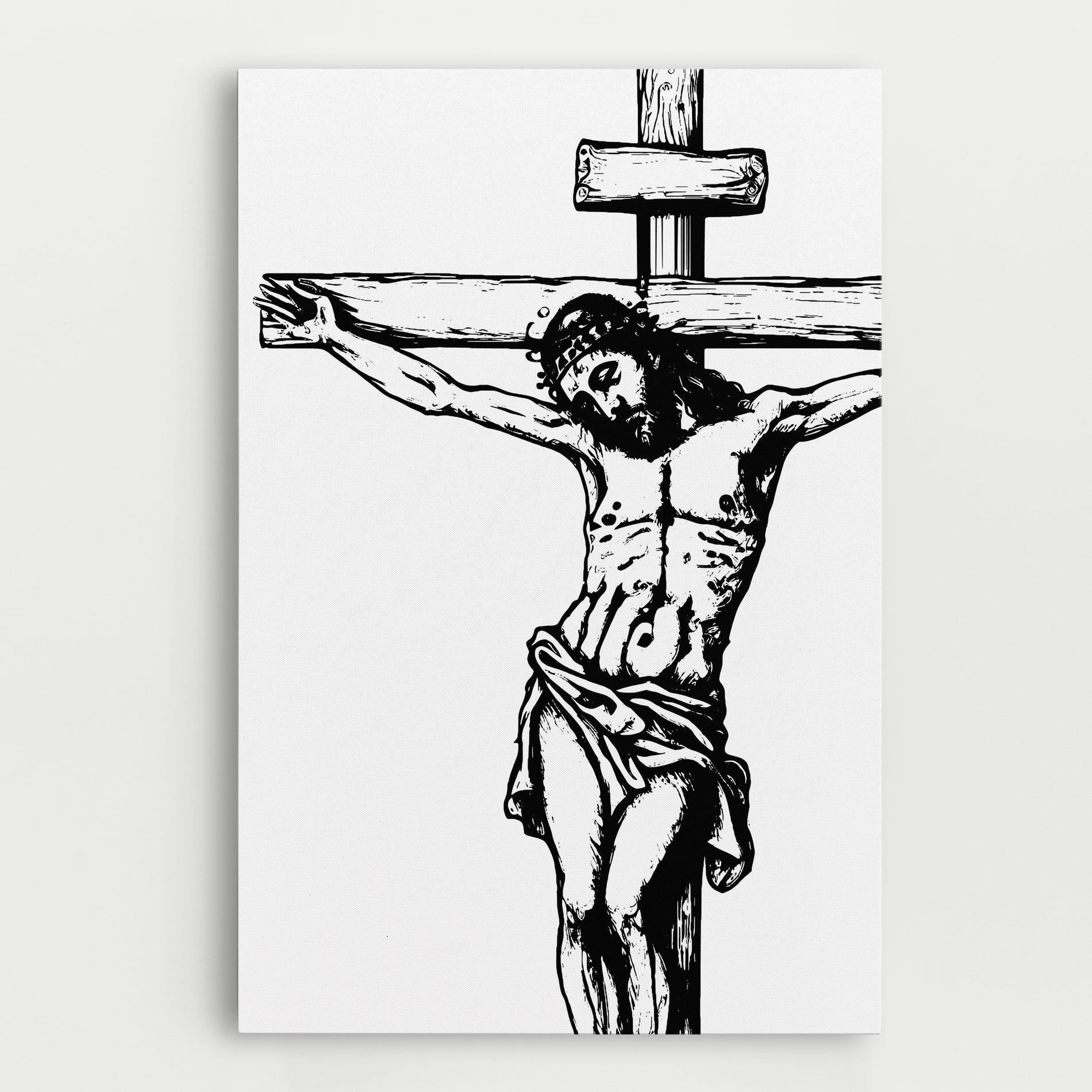 Obraz na Płótnie Jesus Black Line mockup 0