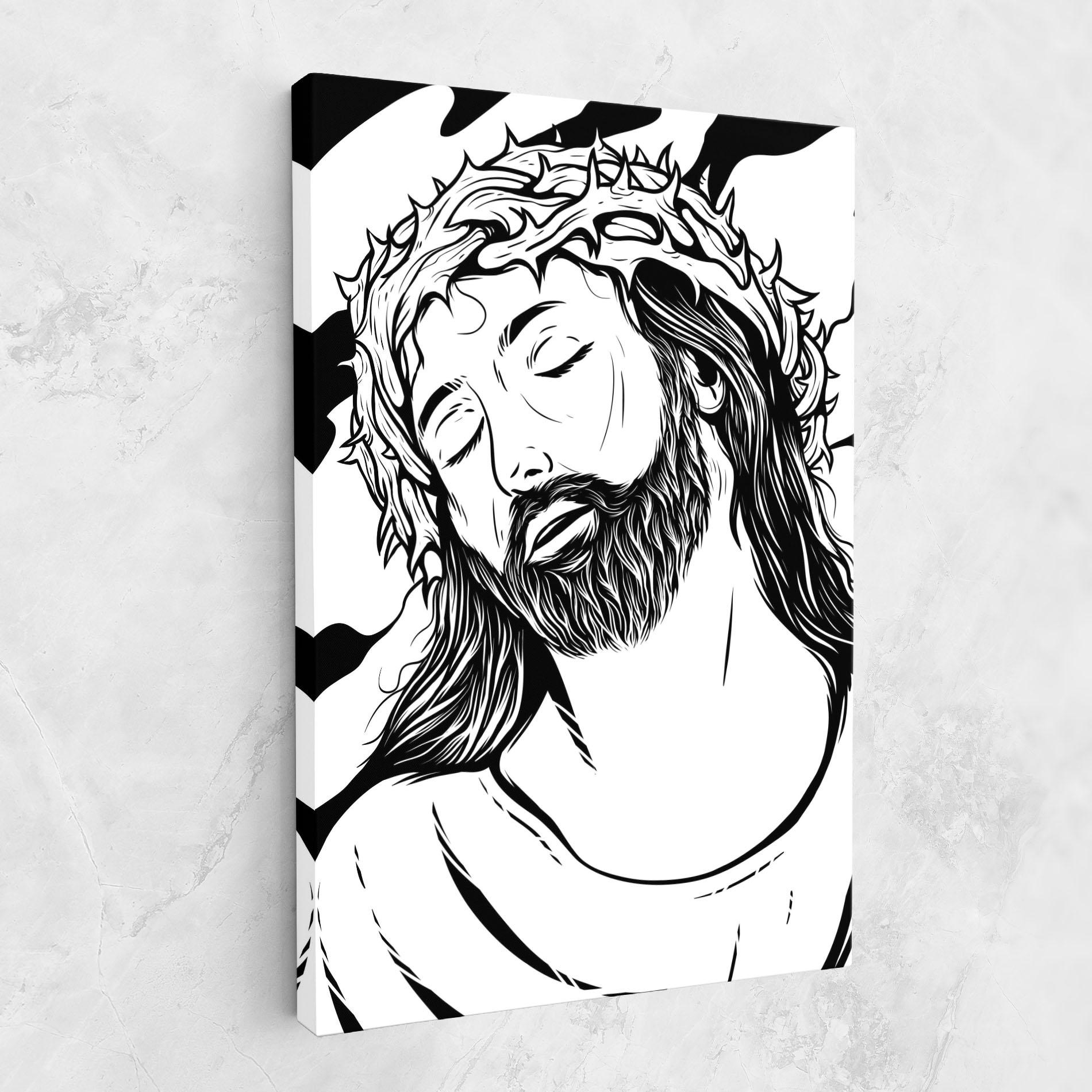 Obraz na Płótnie Black White Jesus mockup 1
