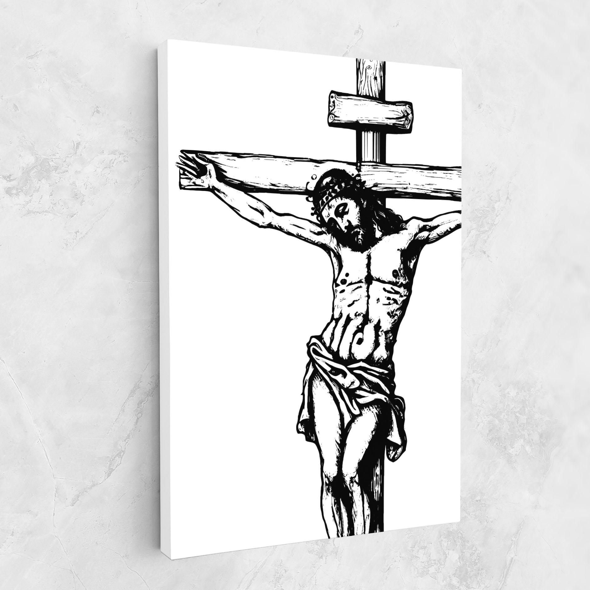 Obraz na Płótnie Jesus Black Line mockup 1