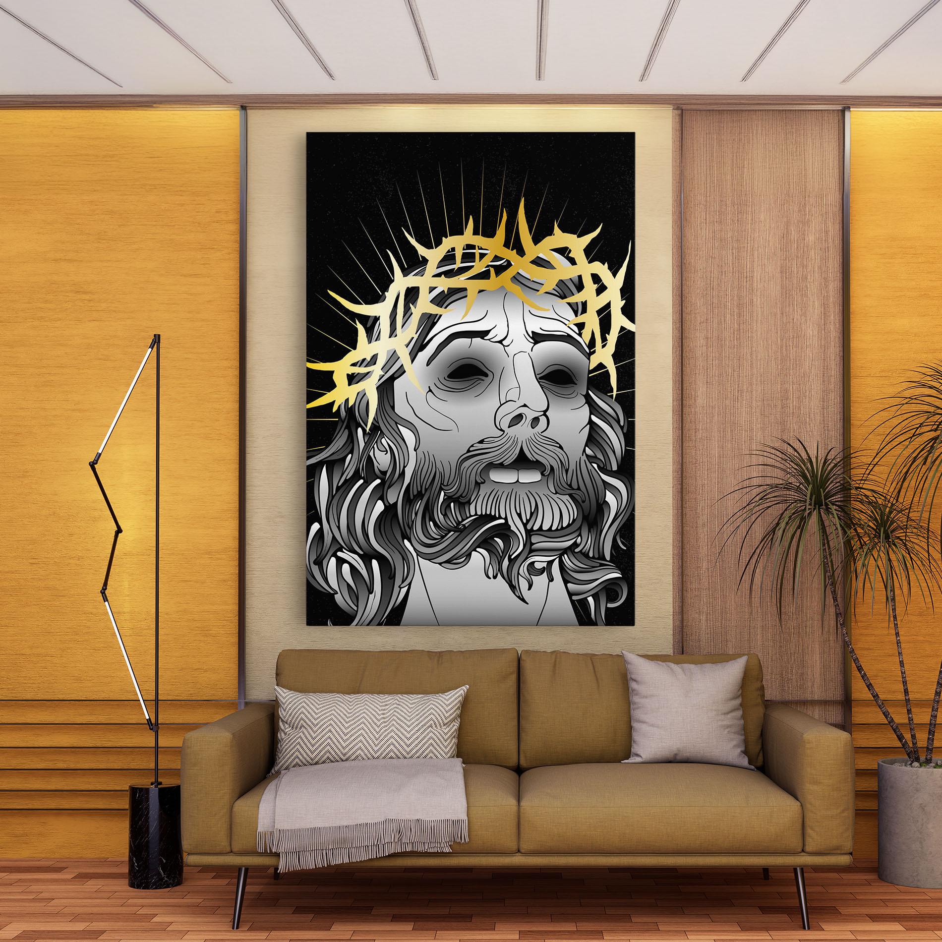 Obraz na Płótnie Gold Christ mockup 9