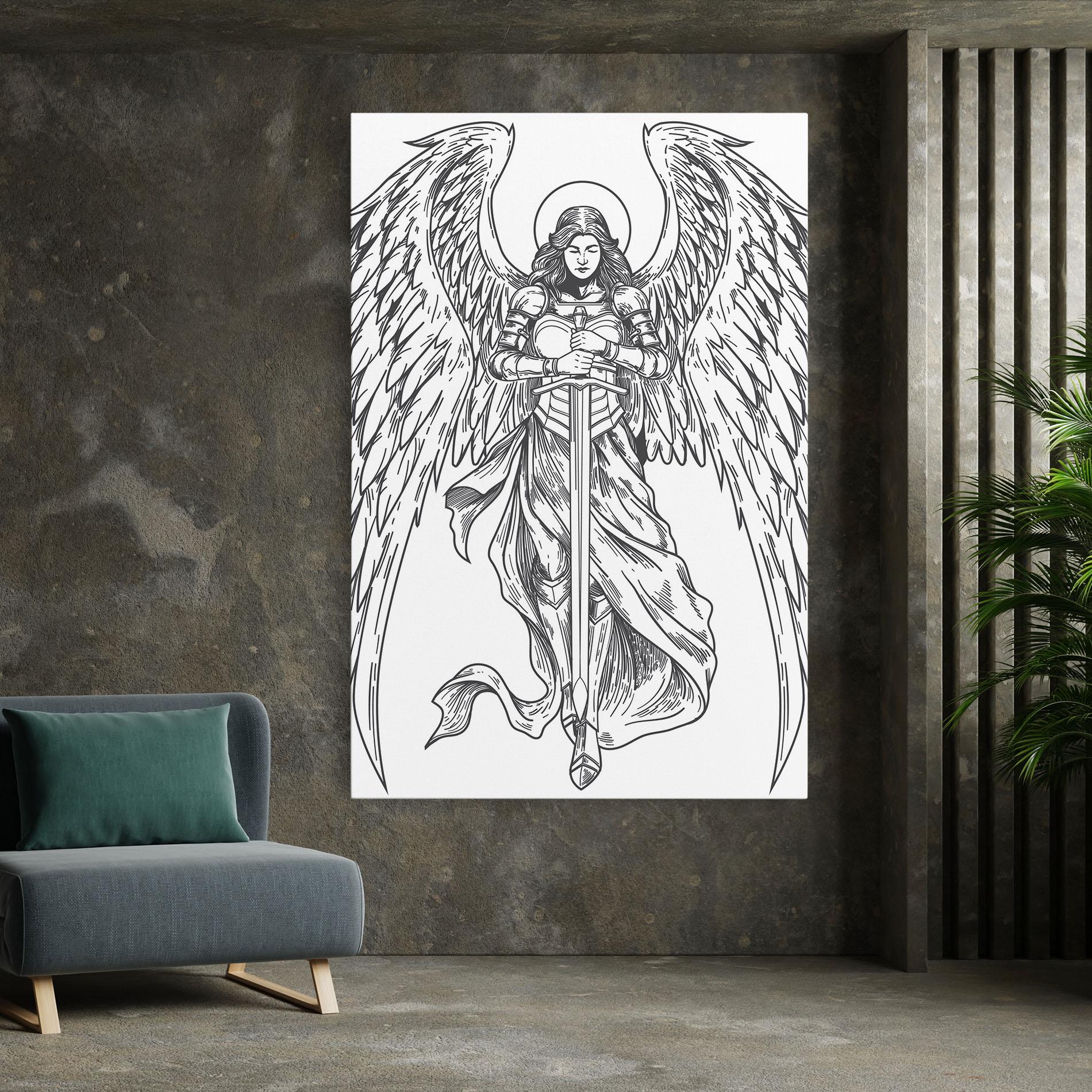 Obraz na Płótnie Grey Line Angel mockup 7