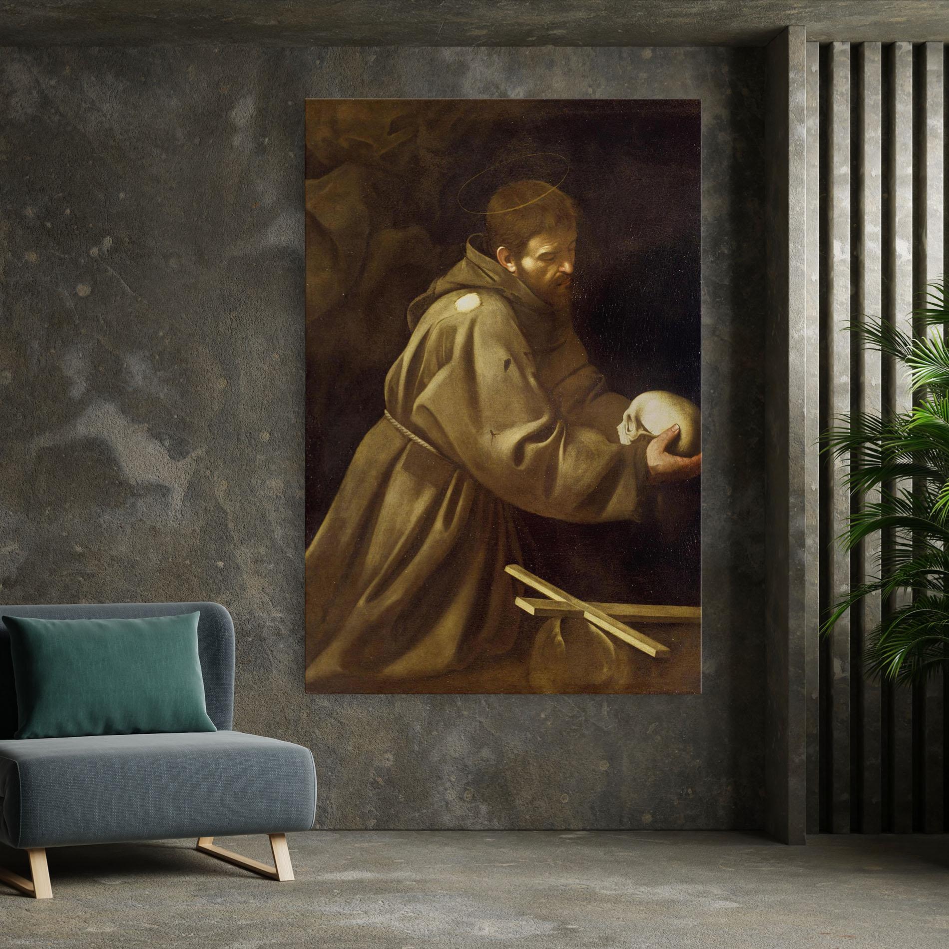 Obraz na Płótnie Caravaggio Francis Prayer mockup 7