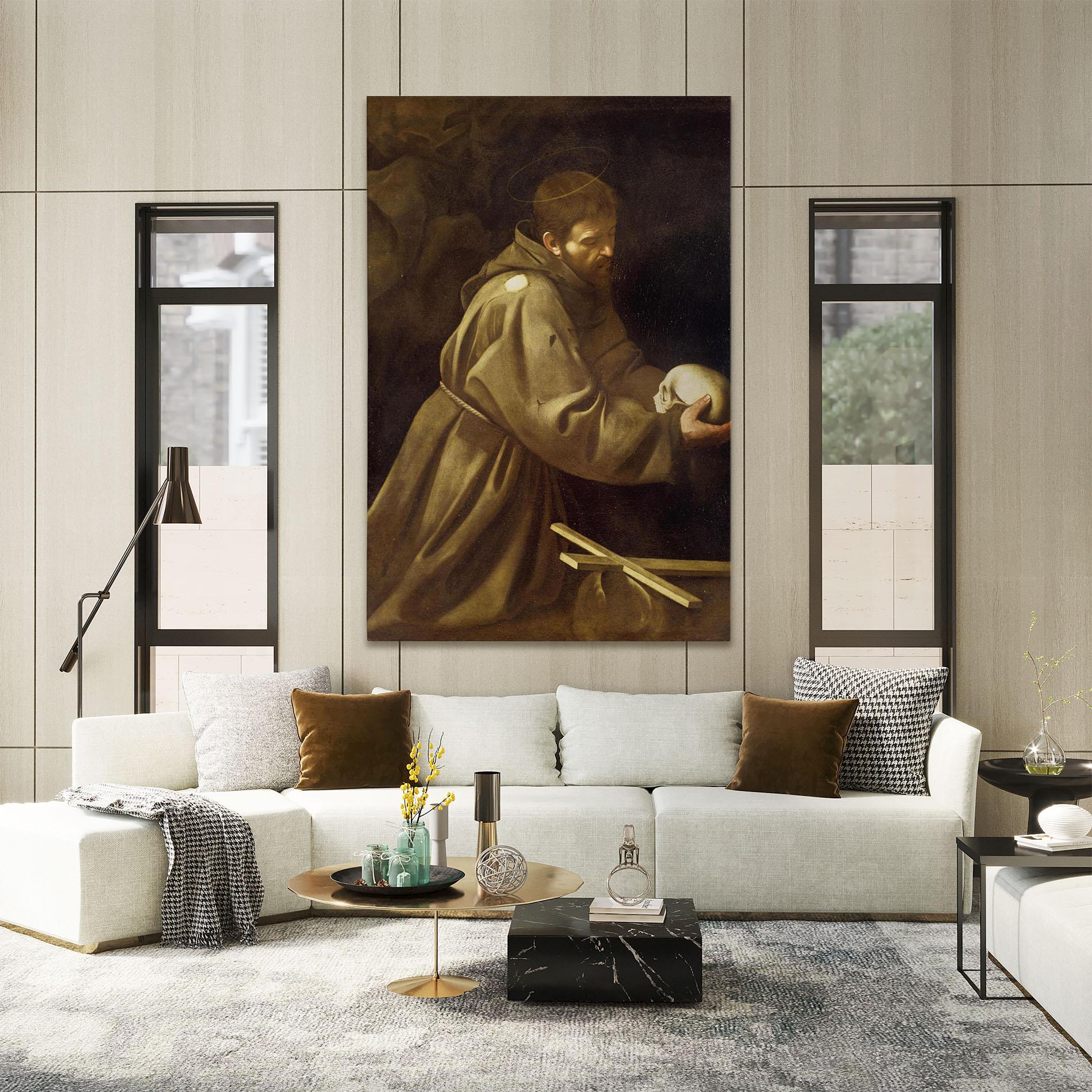 Obraz na Płótnie Caravaggio Francis Prayer mockup 2