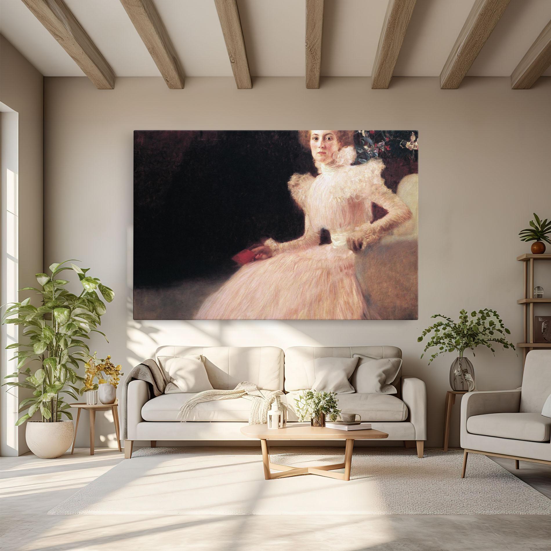 Obraz na Płótnie Gustav Klimt Pink Dress mockup 6