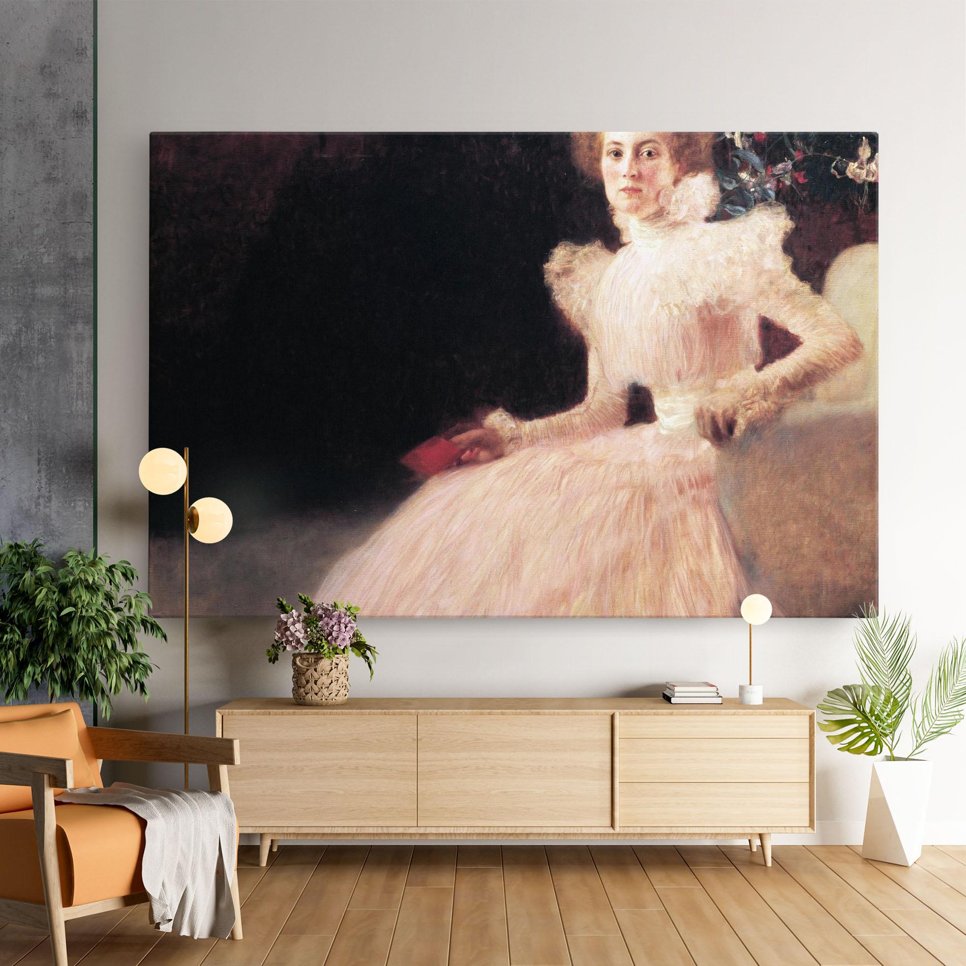 Obraz na Płótnie Gustav Klimt Pink Dress mockup 9