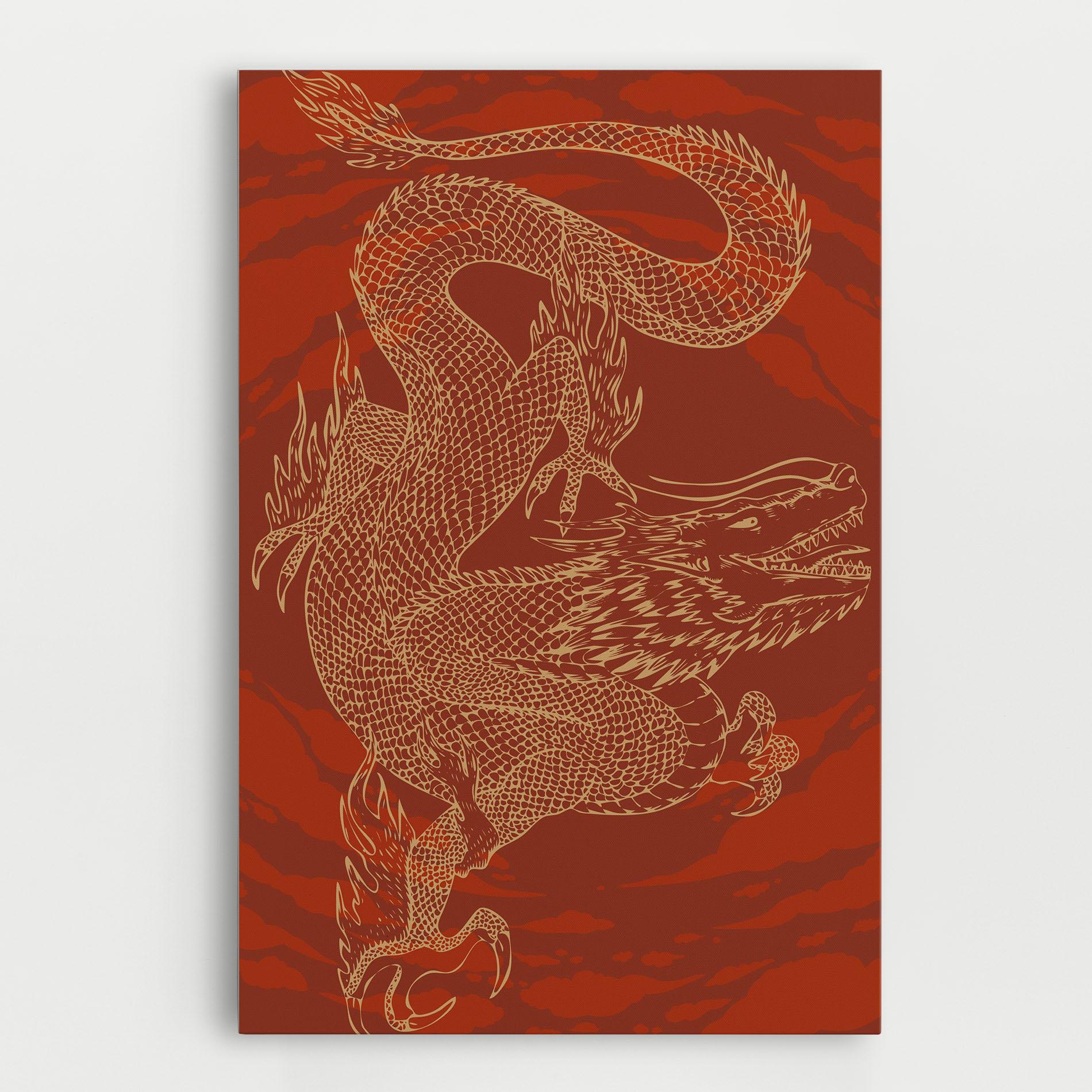Obraz na Płótnie Chinese Dragon Red mockup 0