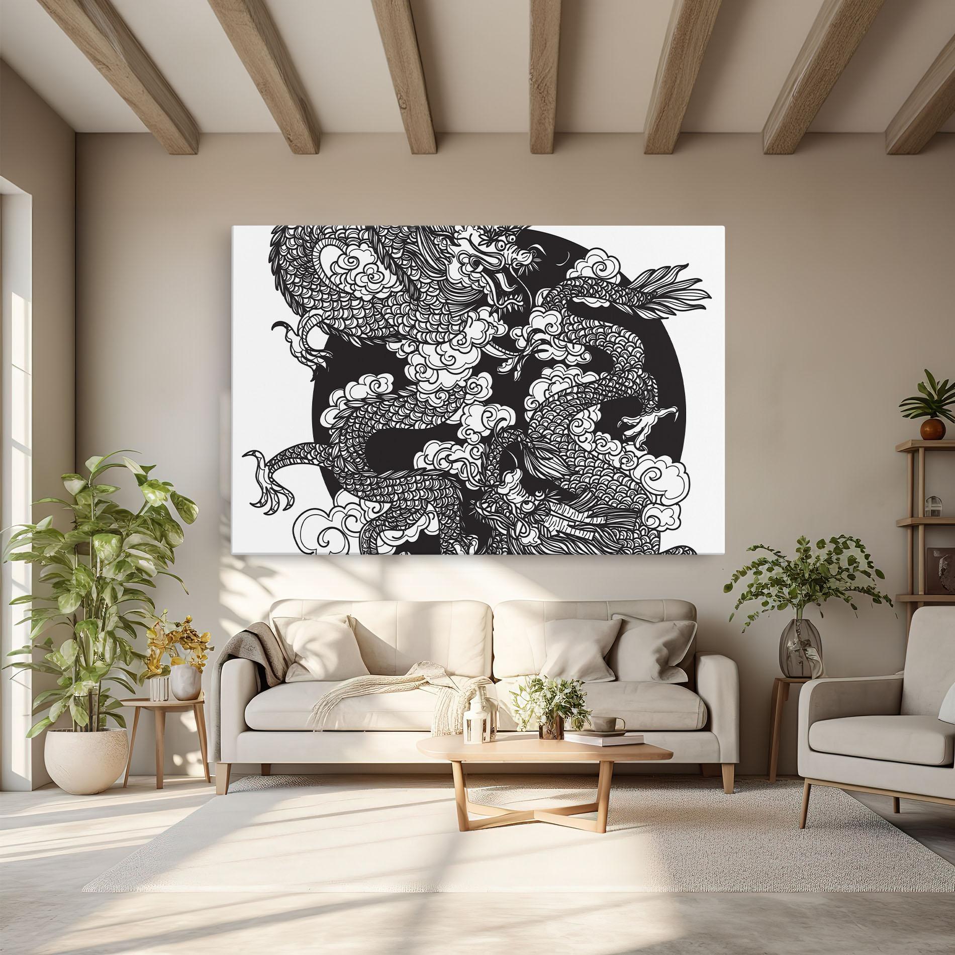 Obraz na Płótnie Grey Moon Dragon mockup 6