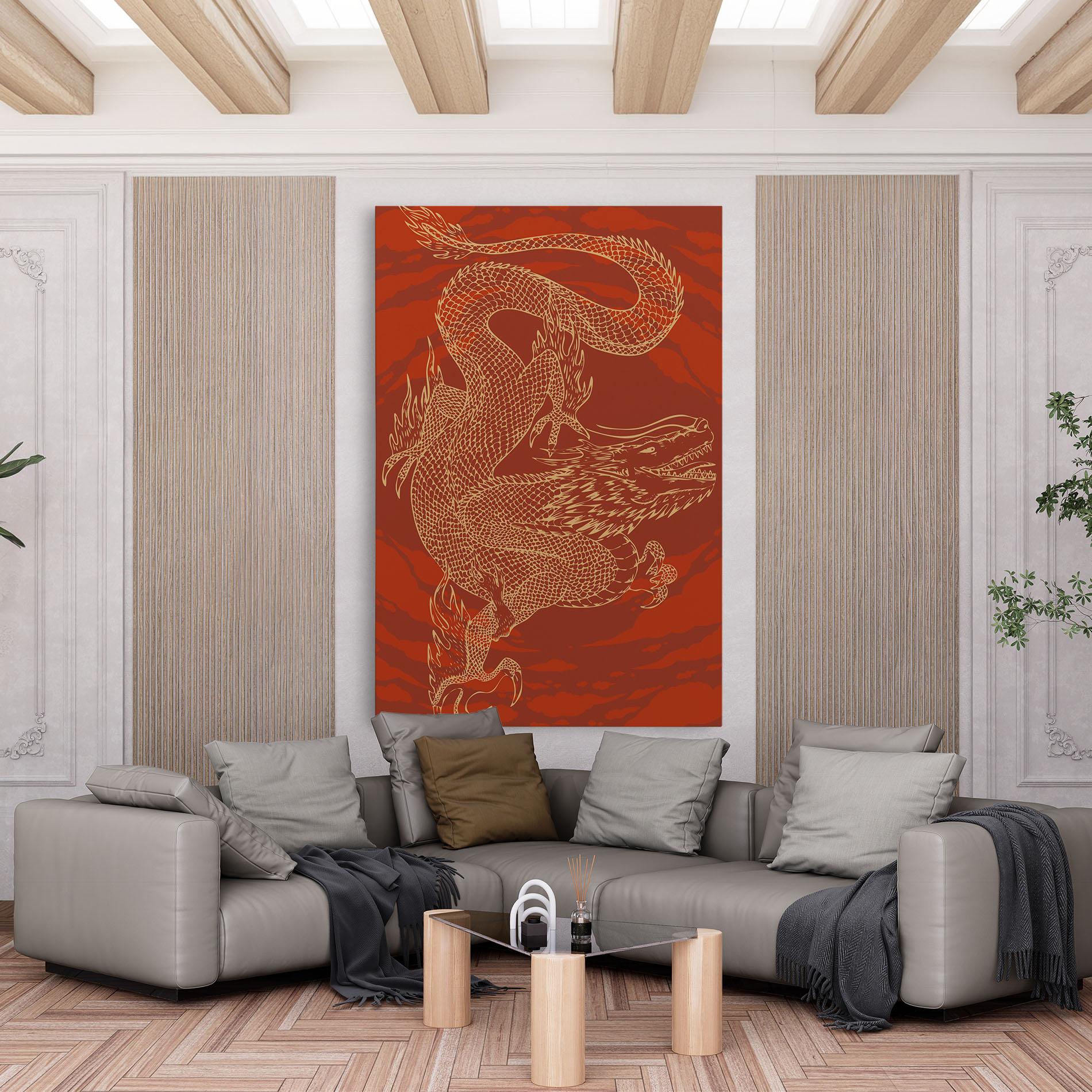 Obraz na Płótnie Chinese Dragon Red mockup 6
