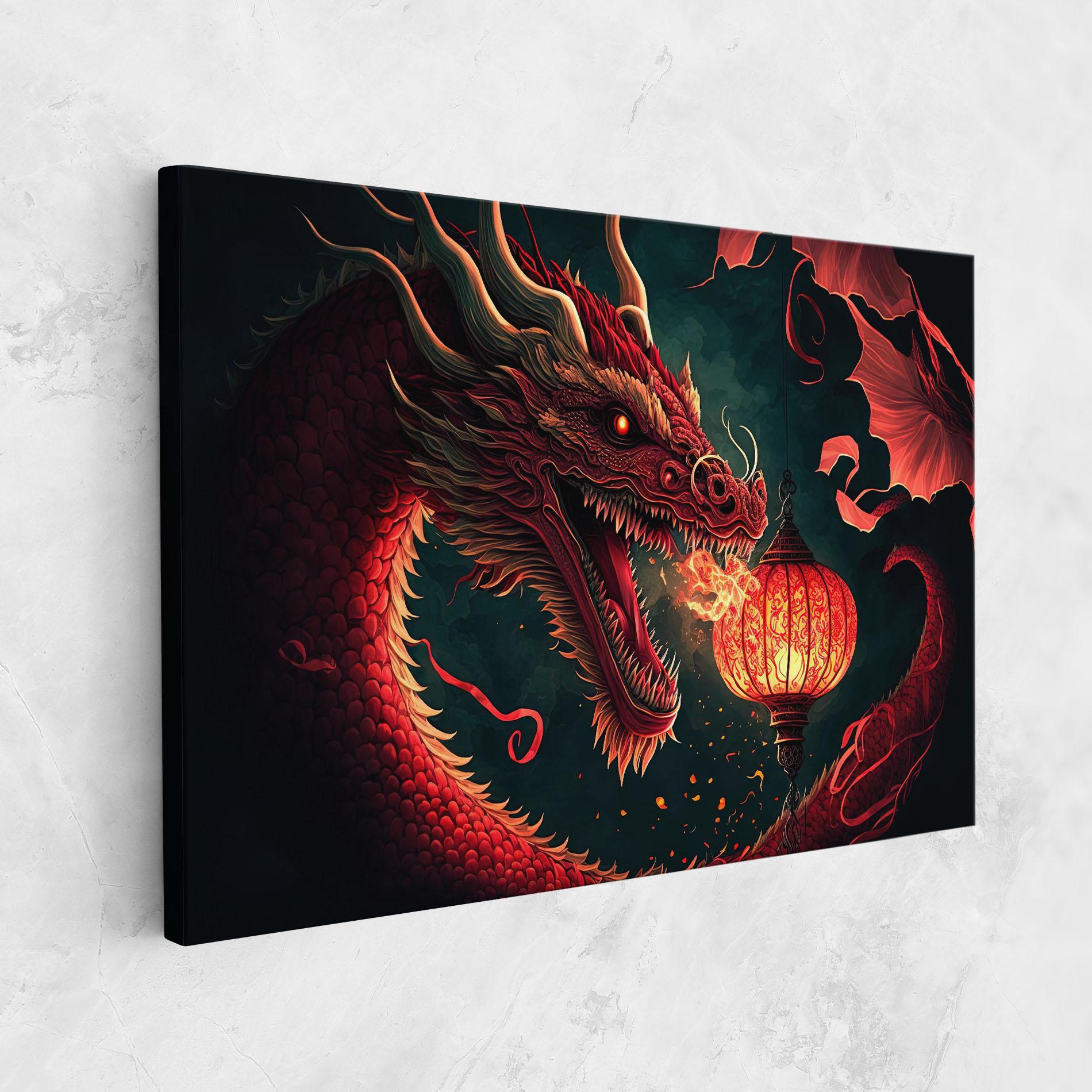 Obraz na Płótnie Red Fire Dragon mockup 1