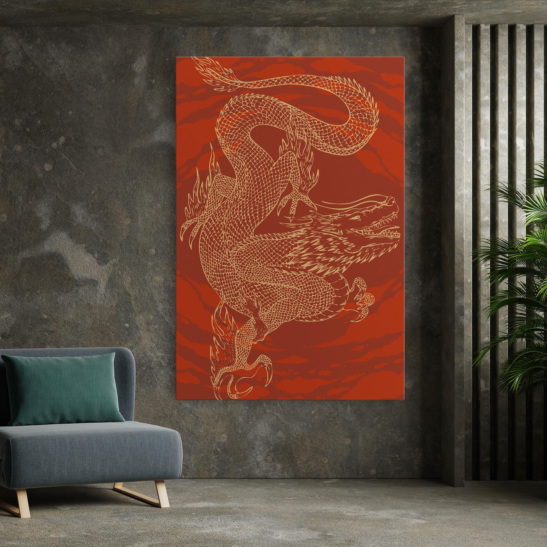 Obraz na Płótnie Chinese Dragon Red mockup 7