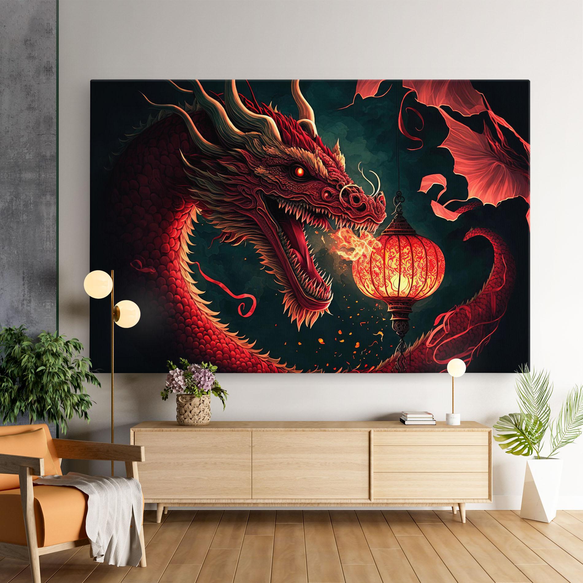 Obraz na Płótnie Red Fire Dragon mockup 9