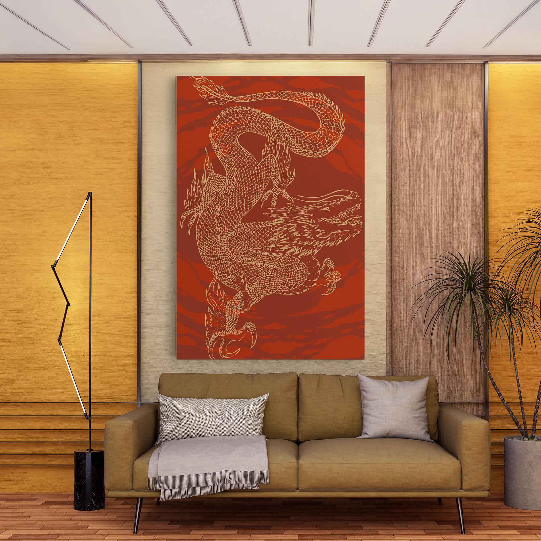 Obraz na Płótnie Chinese Dragon Red mockup 9