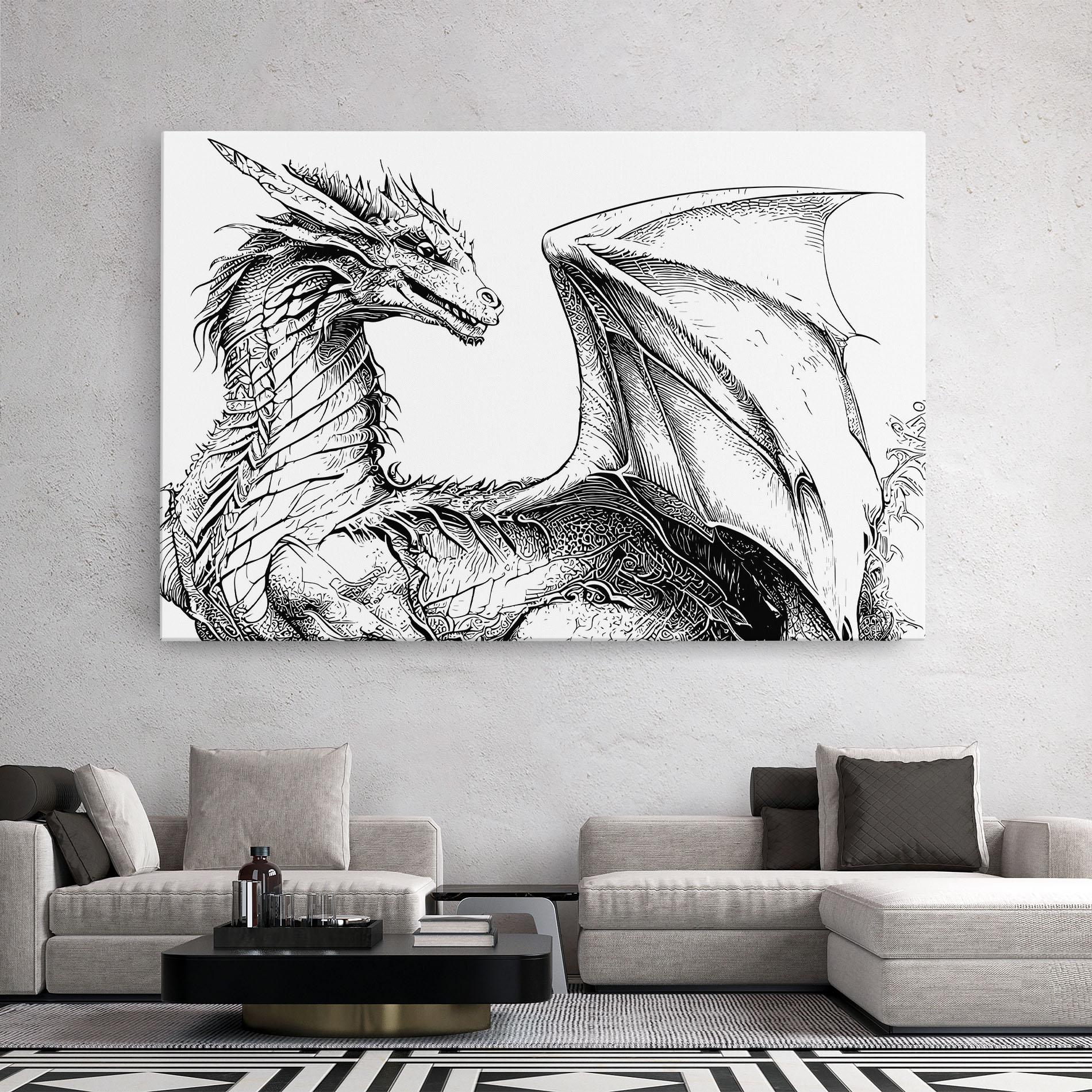 Obraz na Płótnie Dragon Sketch mockup 2