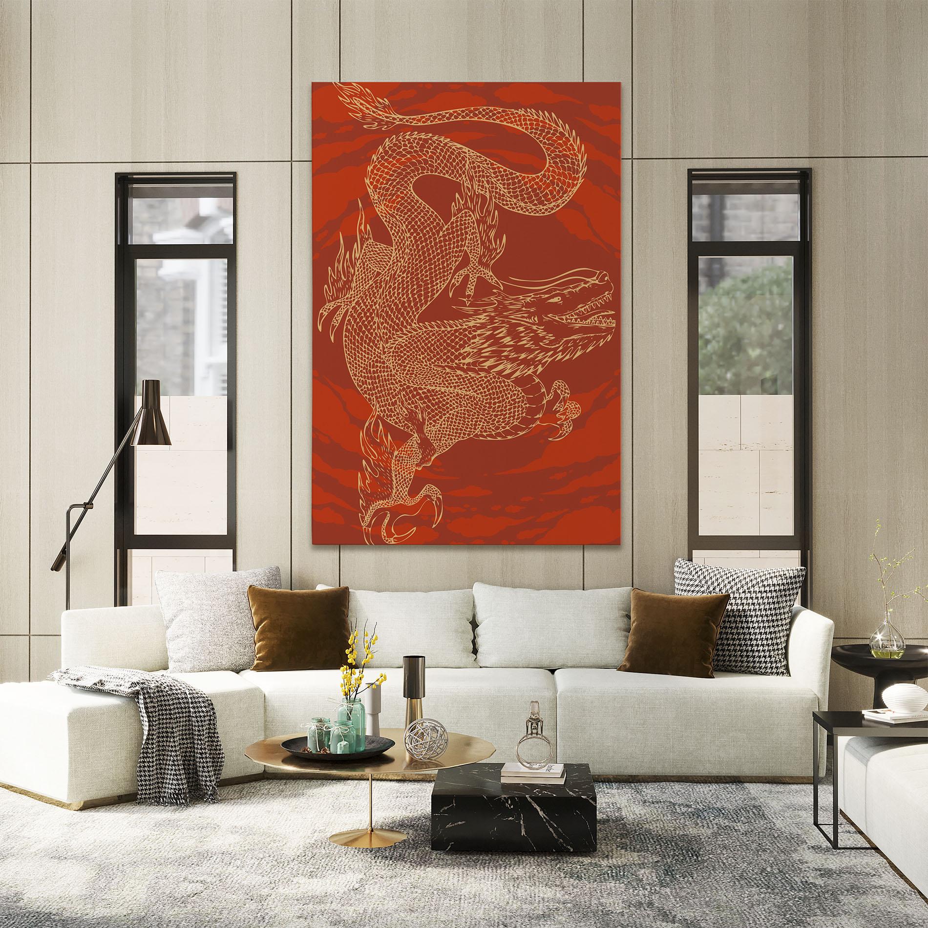 Obraz na Płótnie Chinese Dragon Red mockup 2
