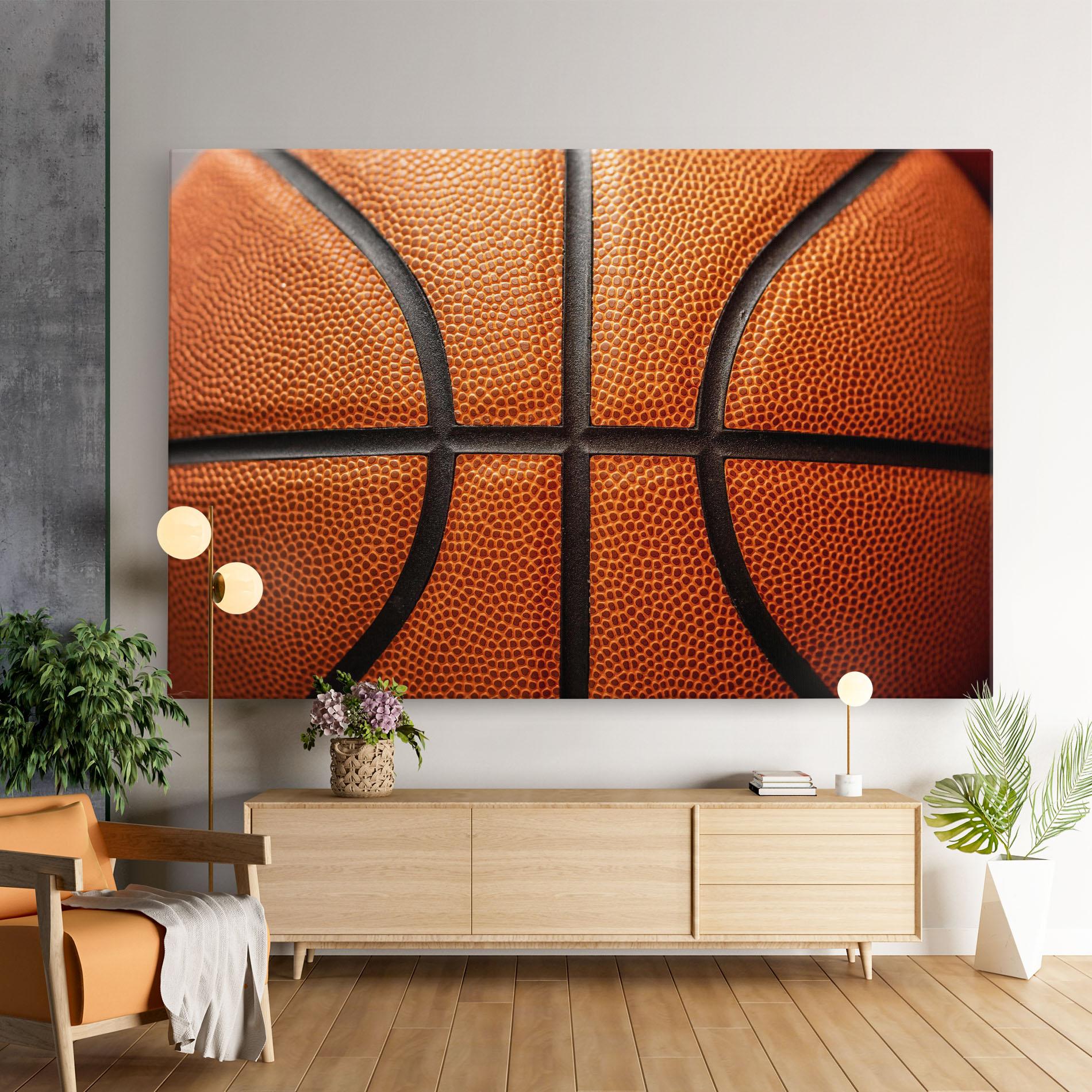 Obraz na Płótnie Close Up Leather Basketball mockup 9