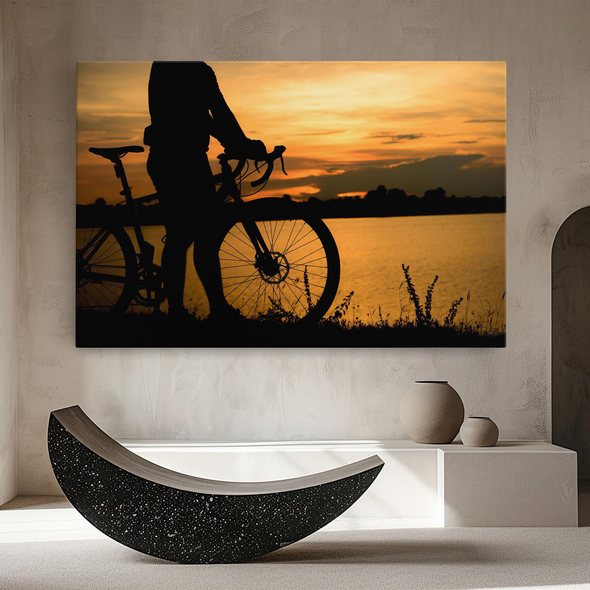 Obraz na Płótnie Bicycle Sunset Silhouette mockup 8