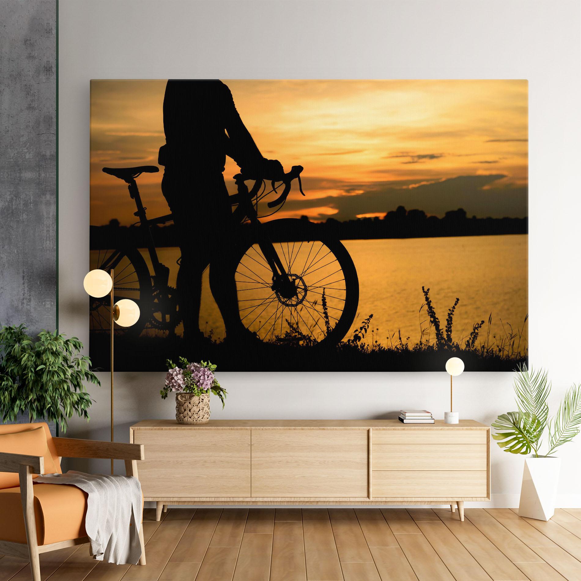 Obraz na Płótnie Bicycle Sunset Silhouette mockup 9
