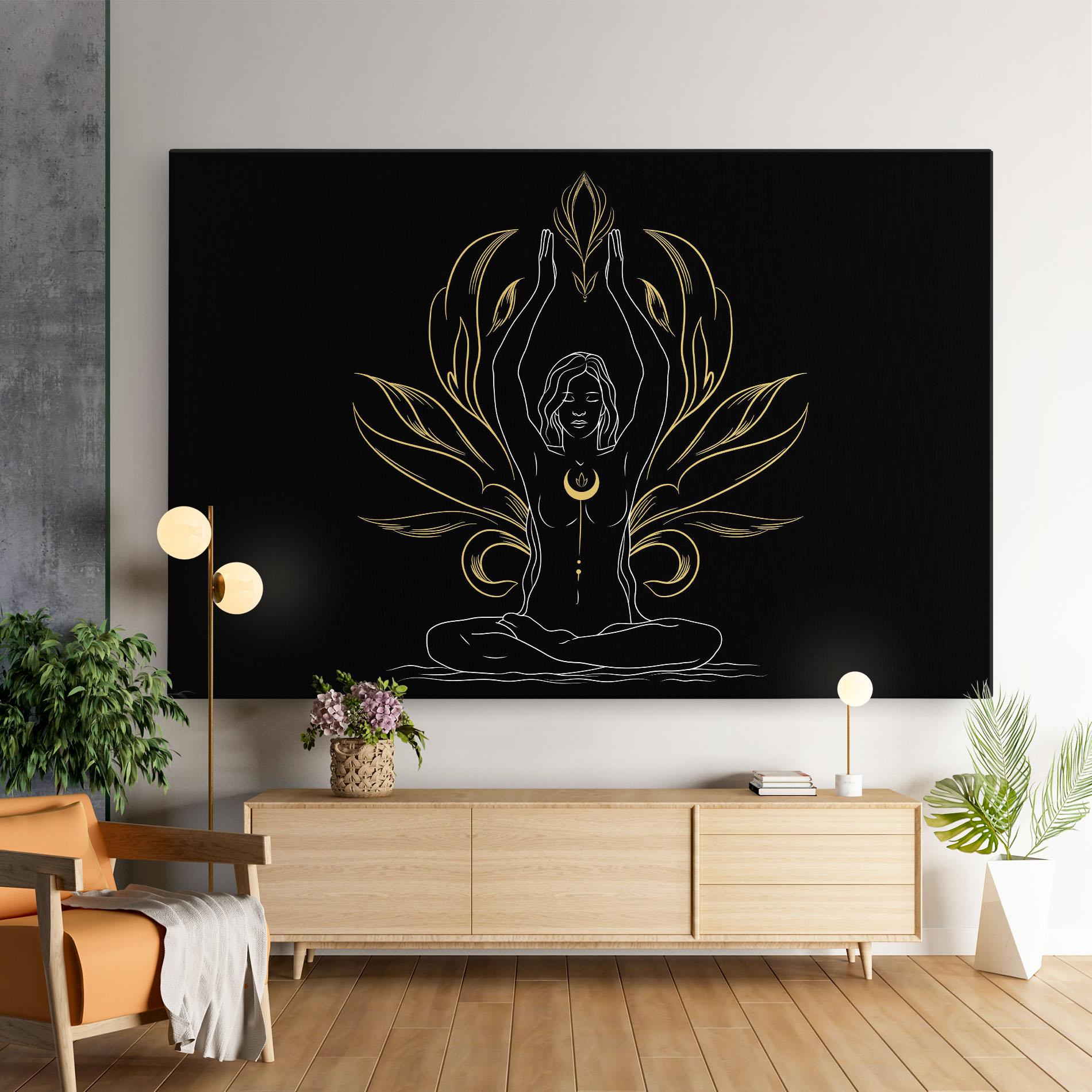 Obraz na Płótnie Gold Yoga Pose mockup 9