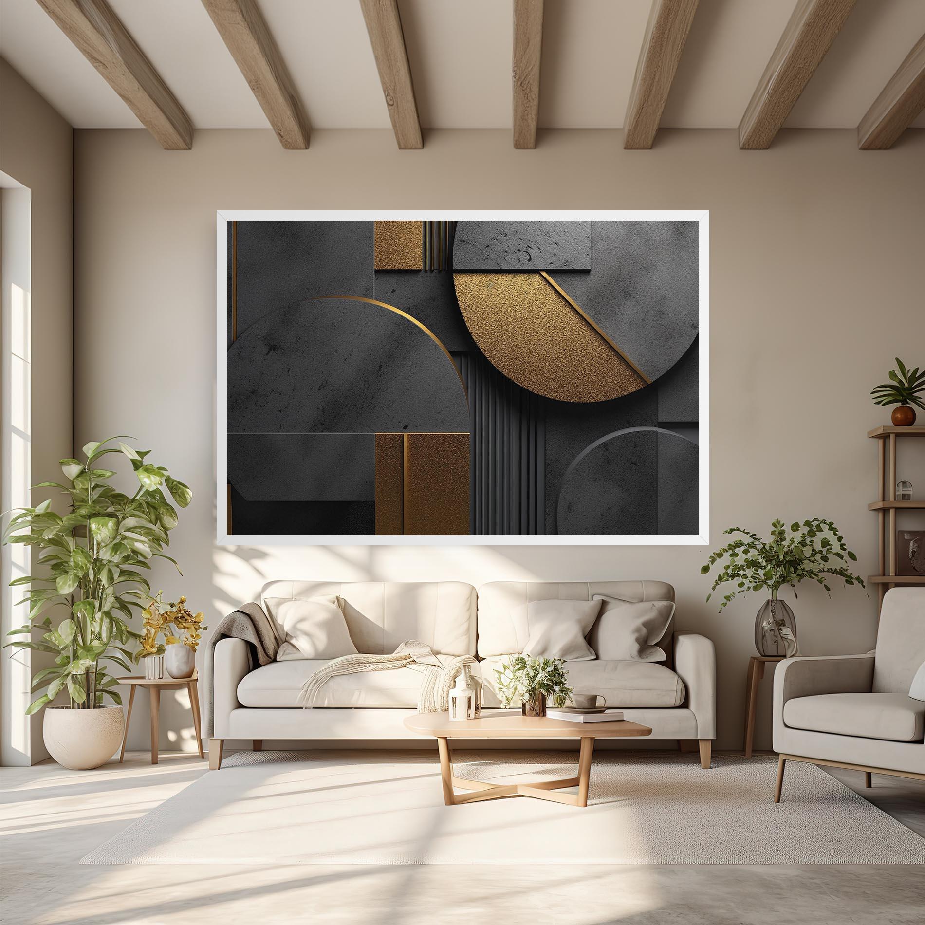 Obraz na Płótnie Gold With Grey Circle mockup 6